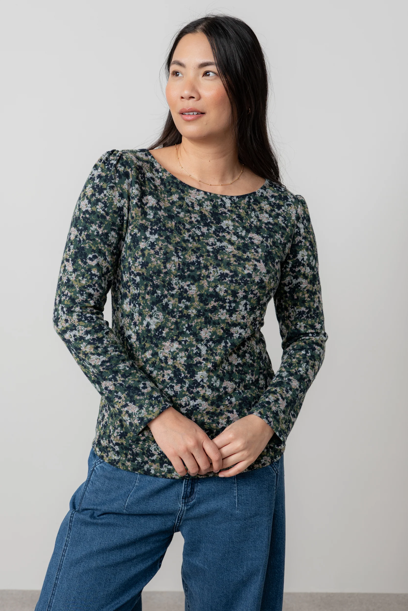 Abigail Brushed Knit Top Green - Image 2