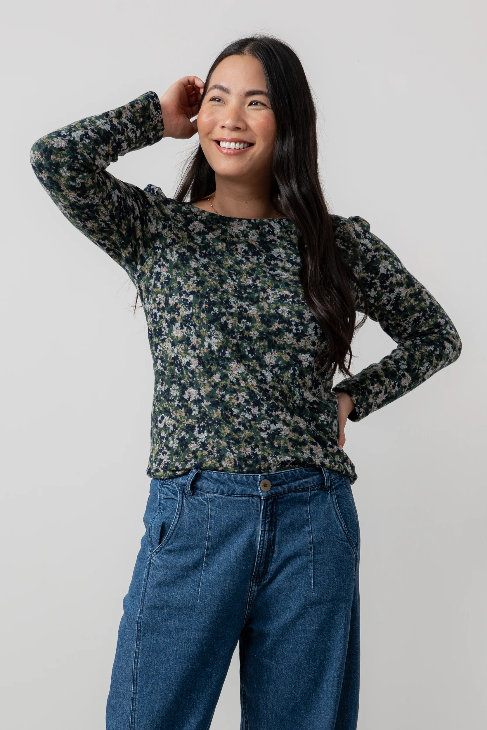 Abigail Brushed Knit Top Green - Image 3
