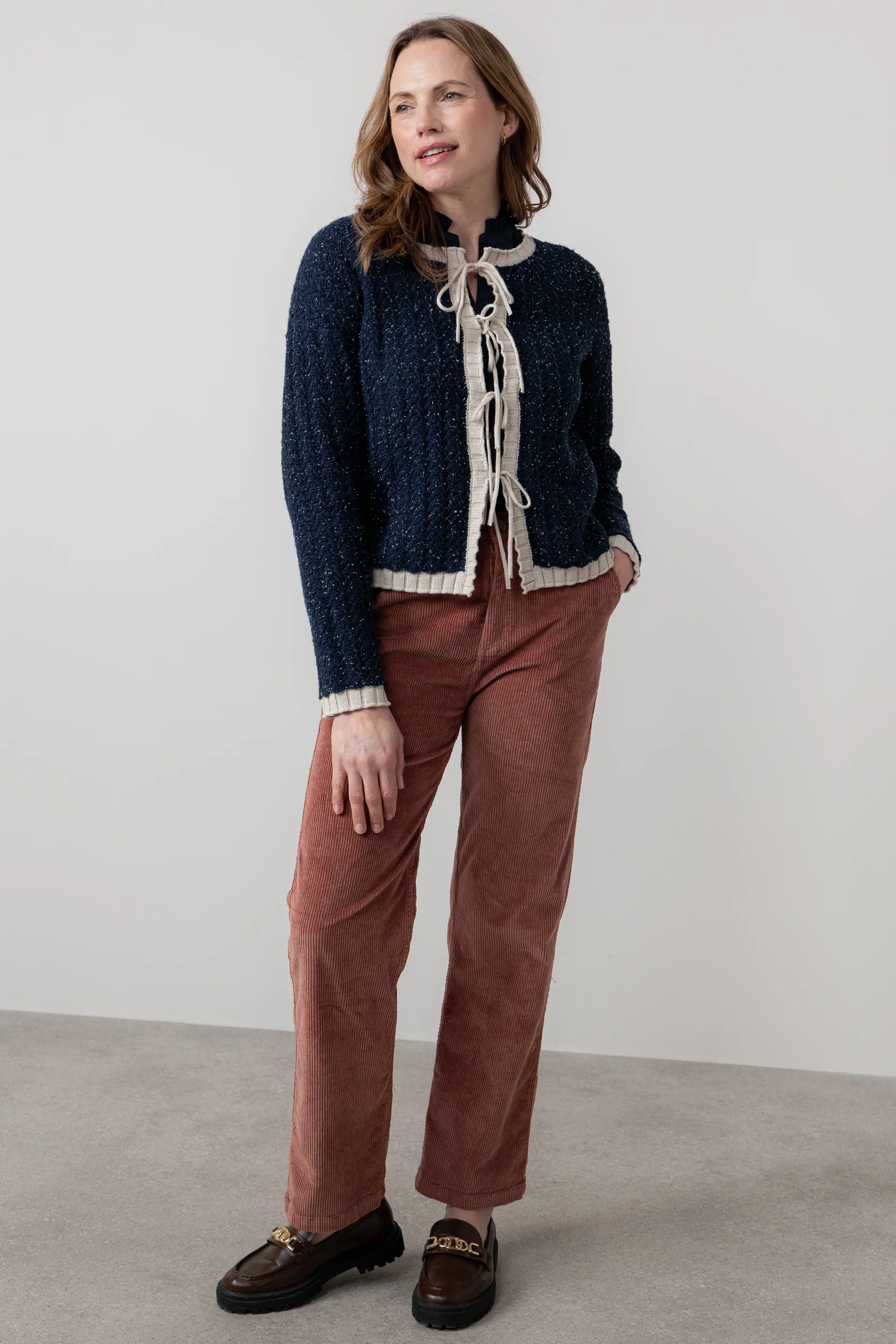 Adelia Tie Front Cardigan Navy - Image 4