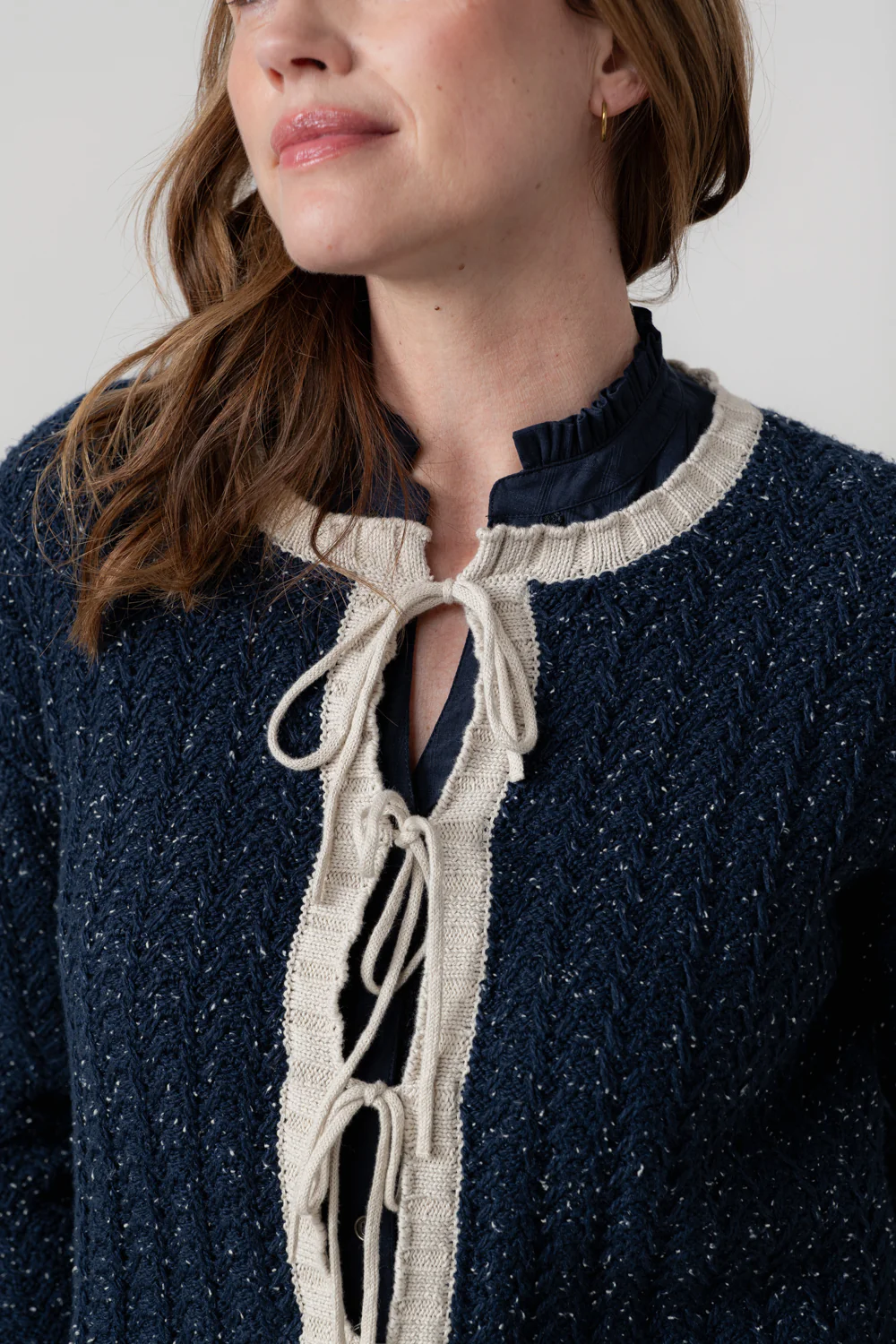 Adelia Tie Front Cardigan Navy - Image 7