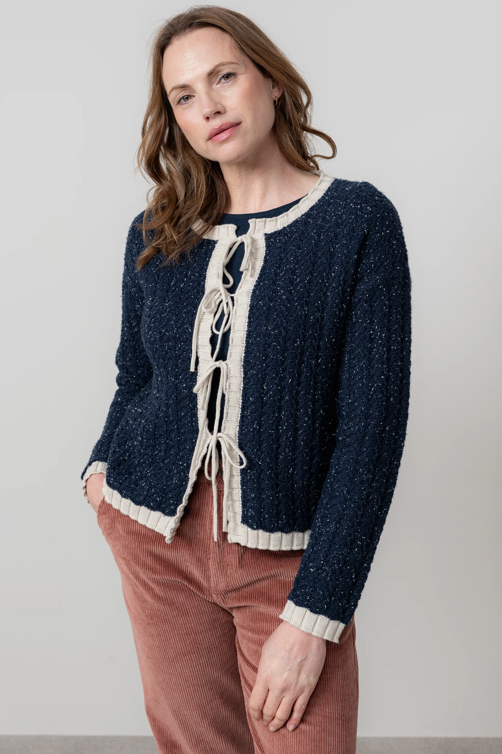 Adelia Tie Front Cardigan Navy - Image 8