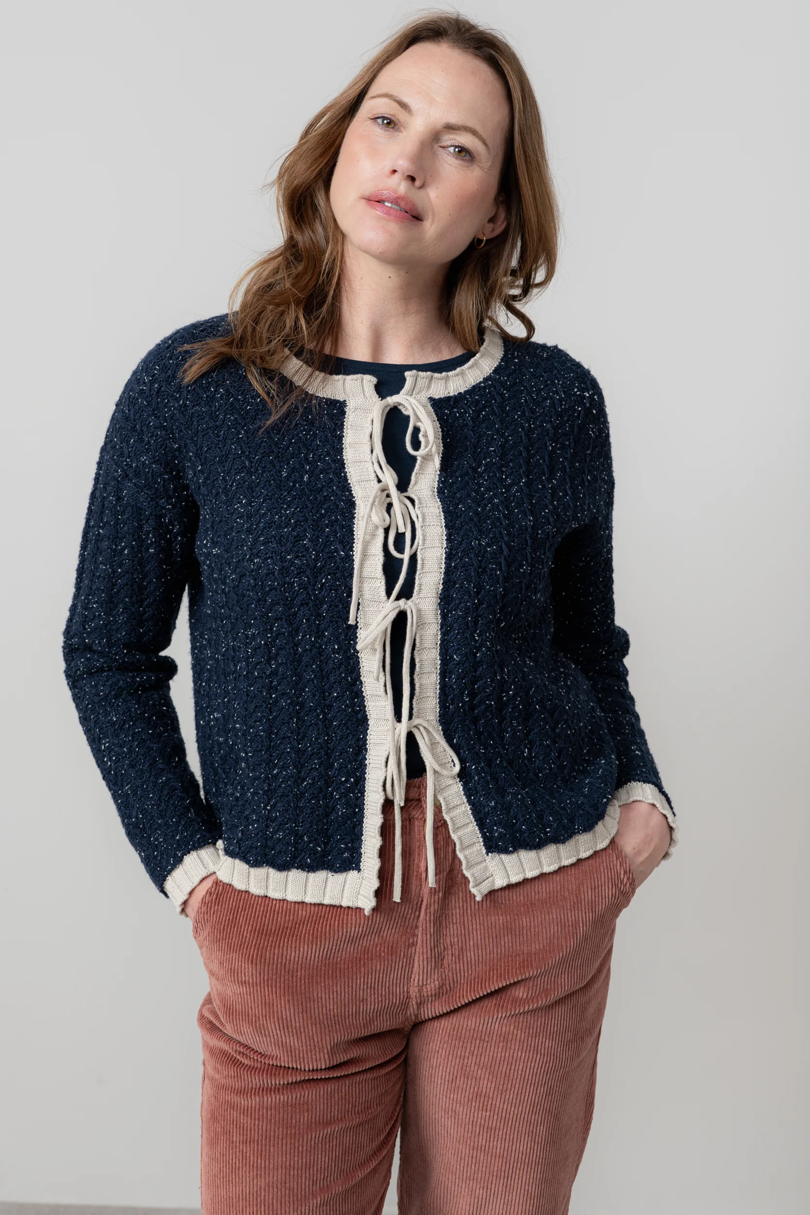 Adelia Tie Front Cardigan Navy - Image 9