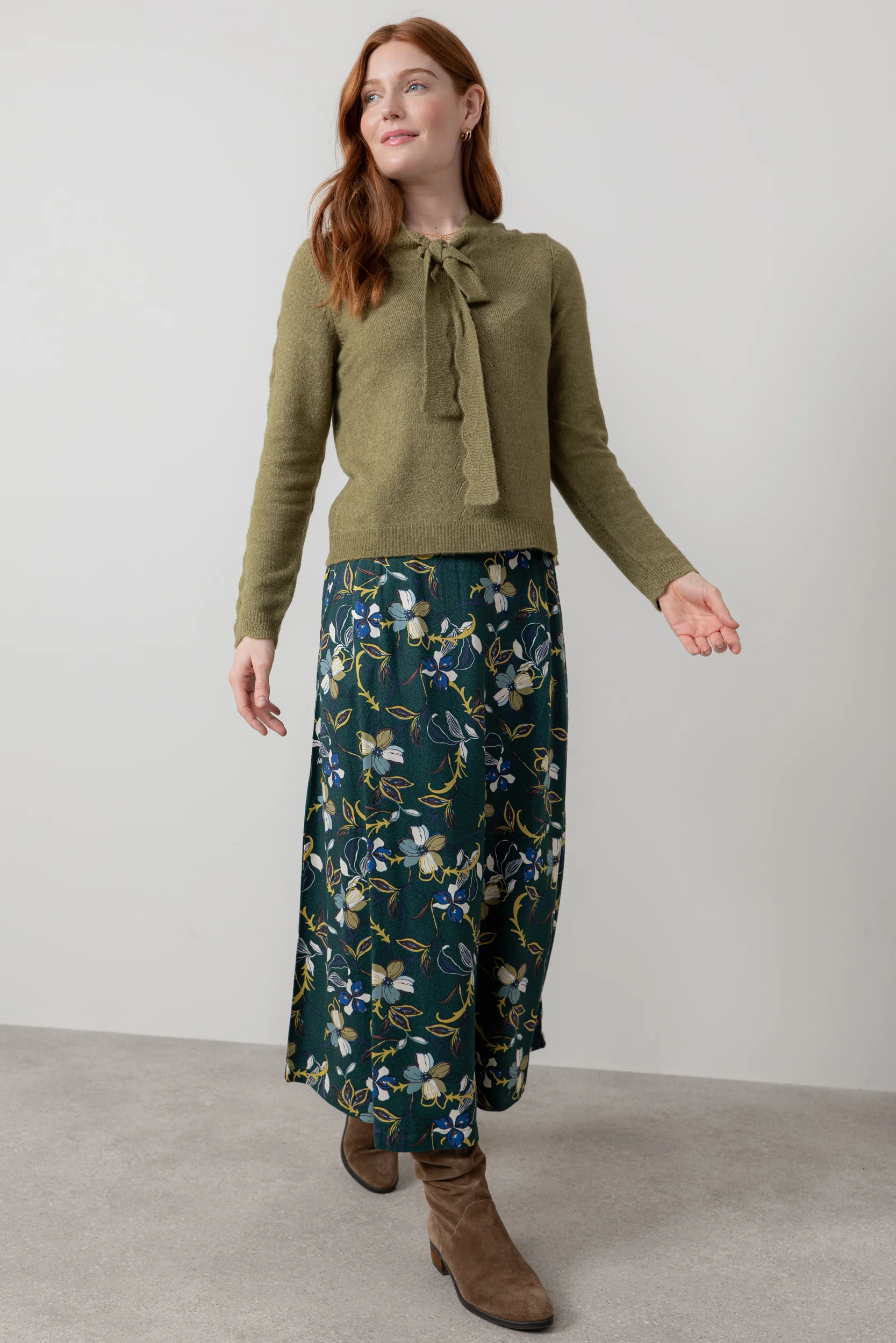 Alice Floral Print Midi Skirt Green - Image 2