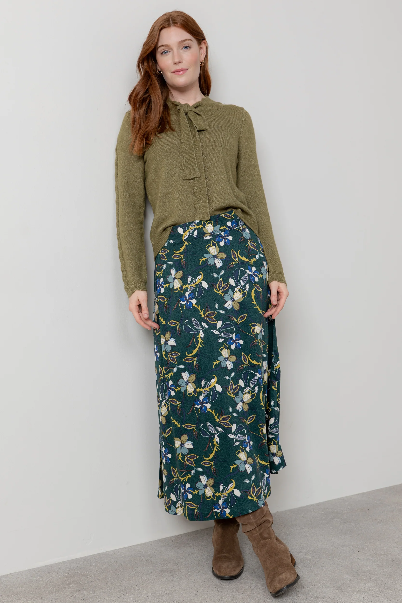 Alice Floral Print Midi Skirt Green - Image 3