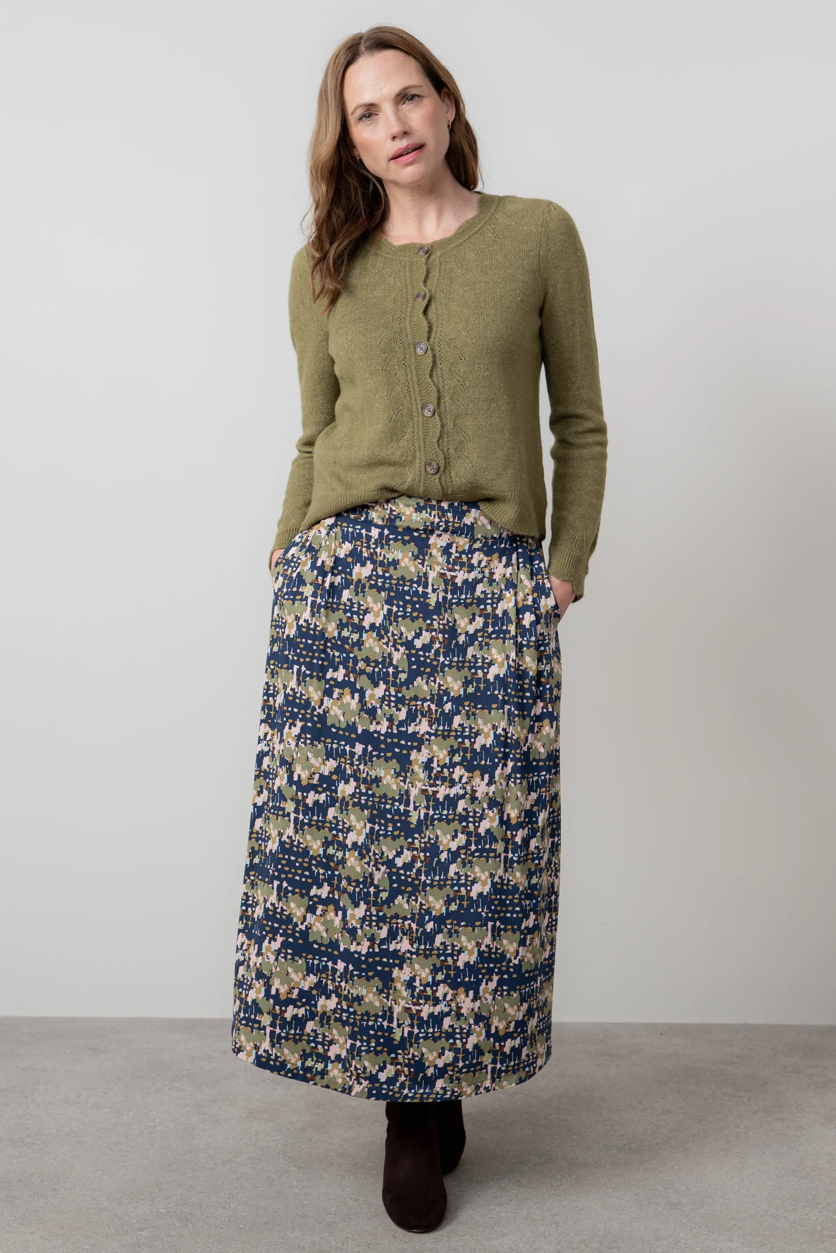 Alice Geometric Print Maxi Skirt Navy - Image 3