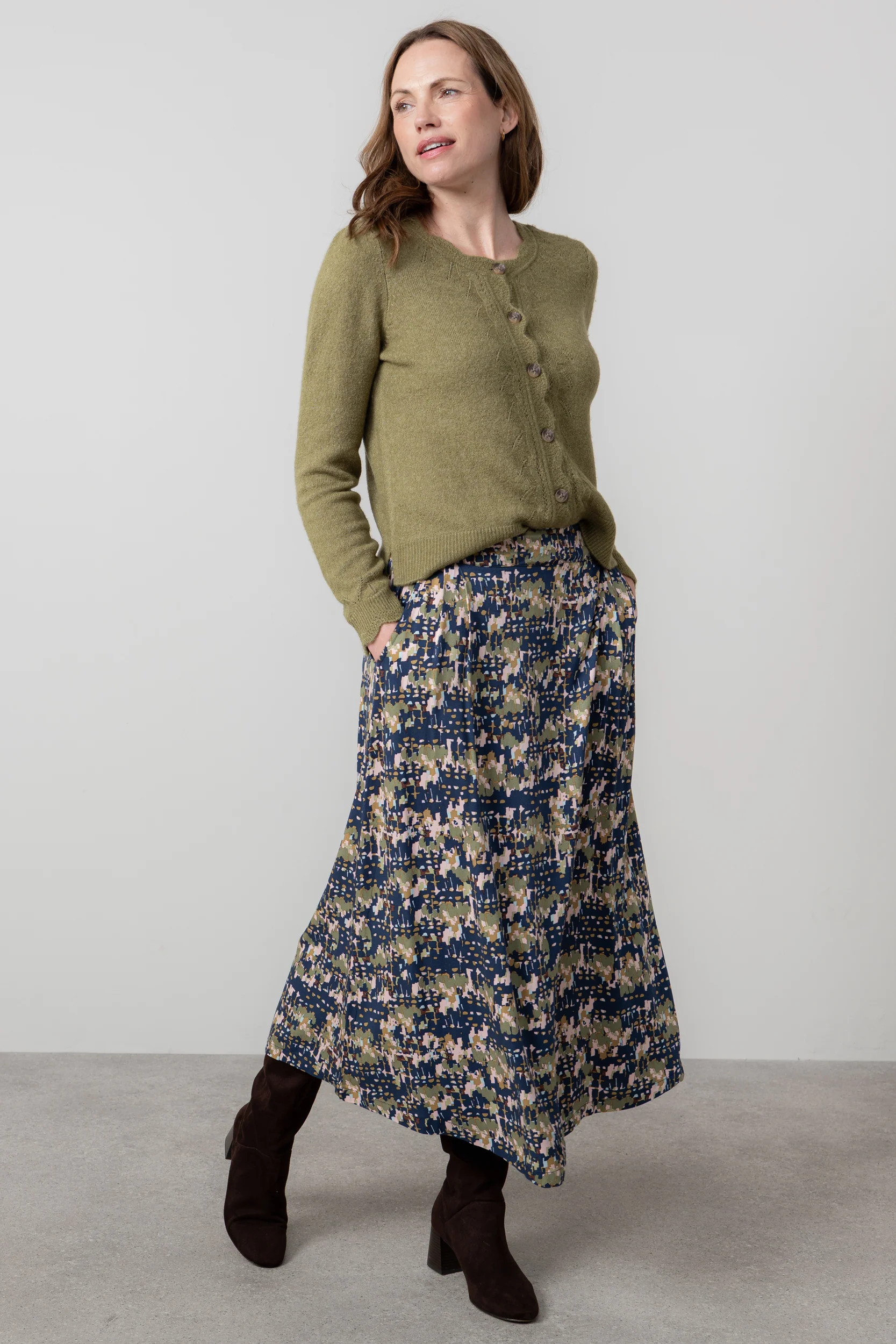 Alice Geometric Print Maxi Skirt Navy - Image 6