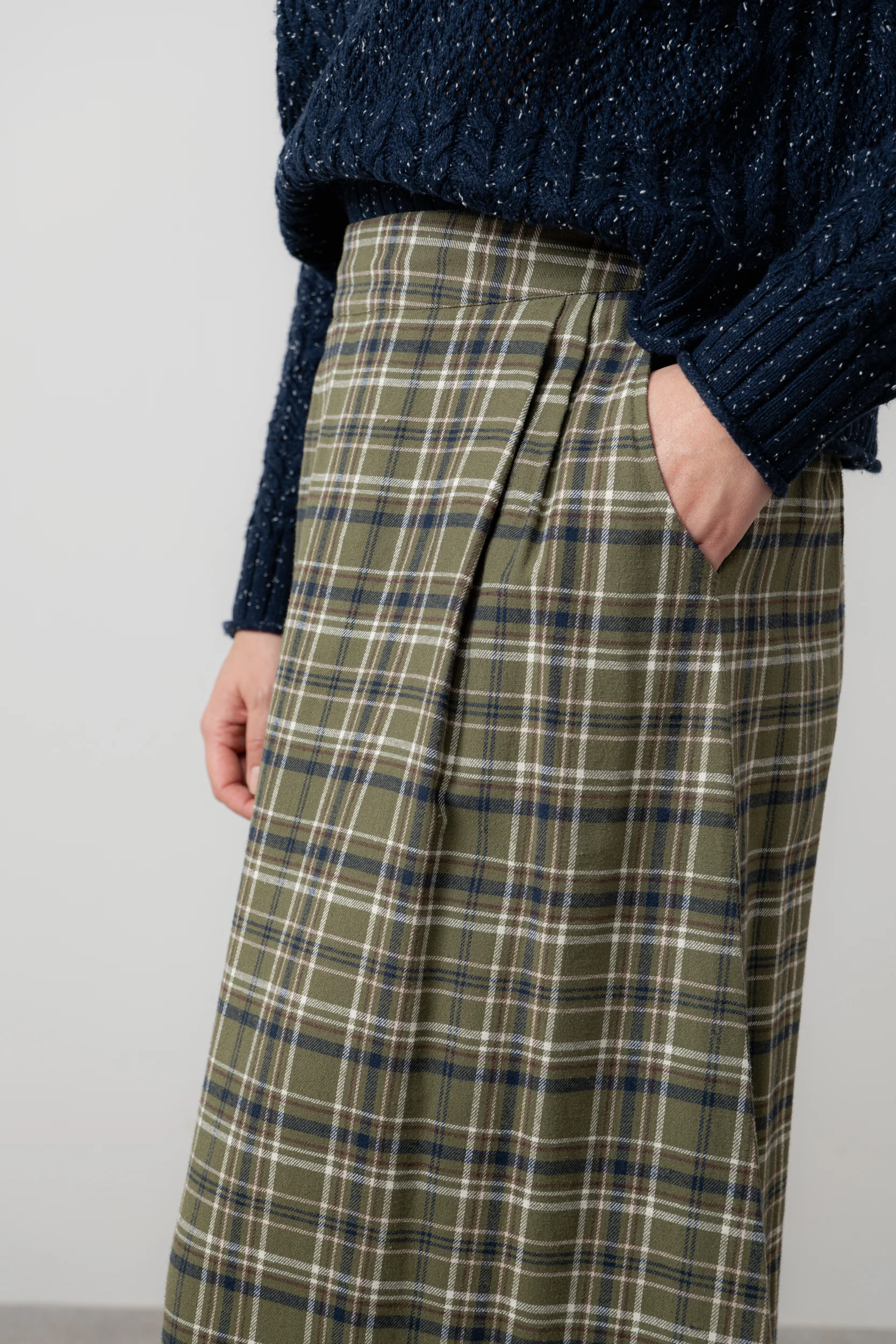 Alice Organic Brushed Cotton Check Midi Skirt - Image 5