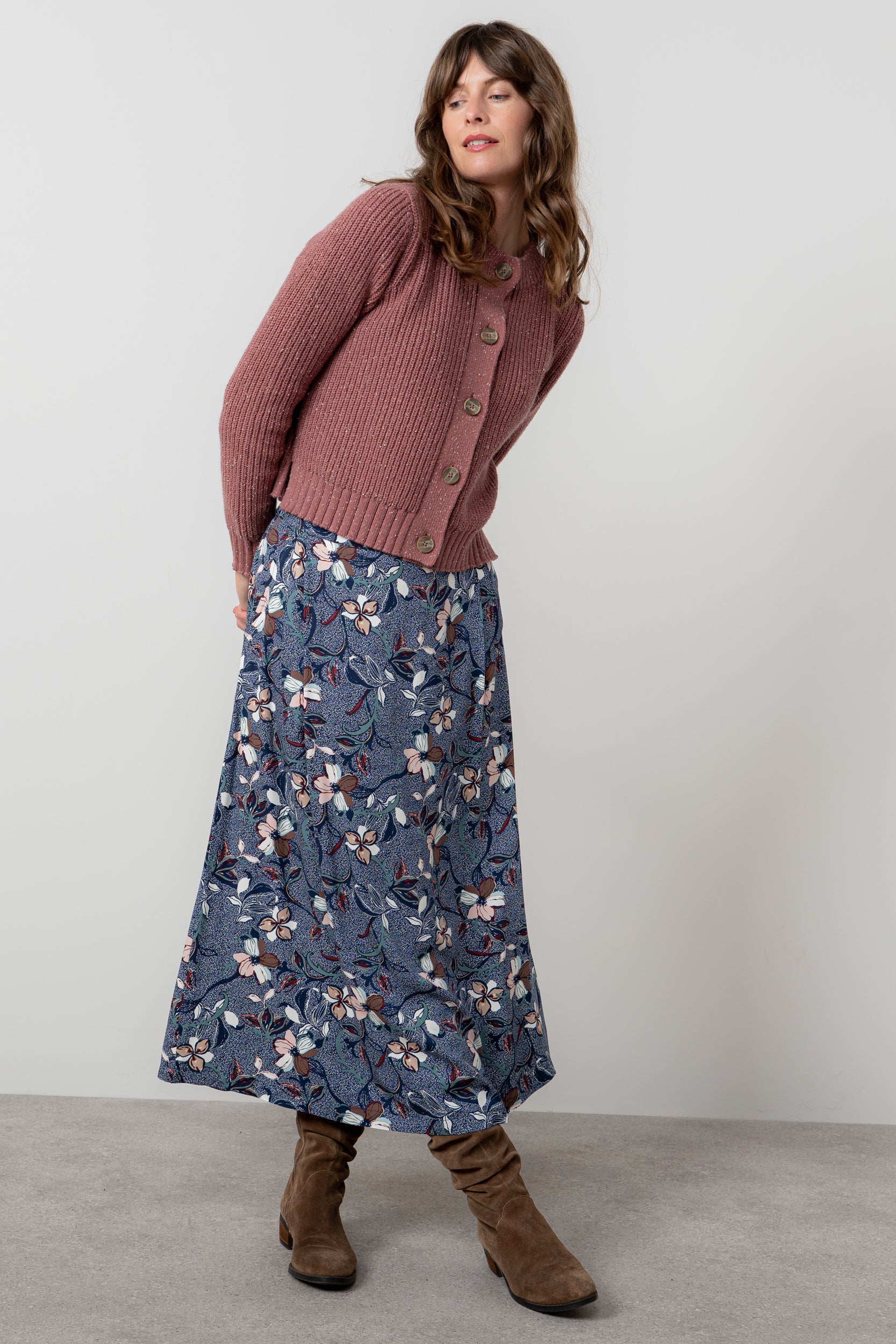 Alice Printed Midi Skirt Navy - Image 3