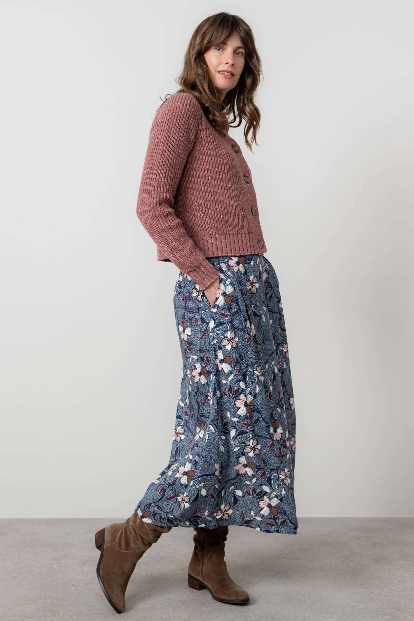 Alice Printed Midi Skirt Navy - Image 5