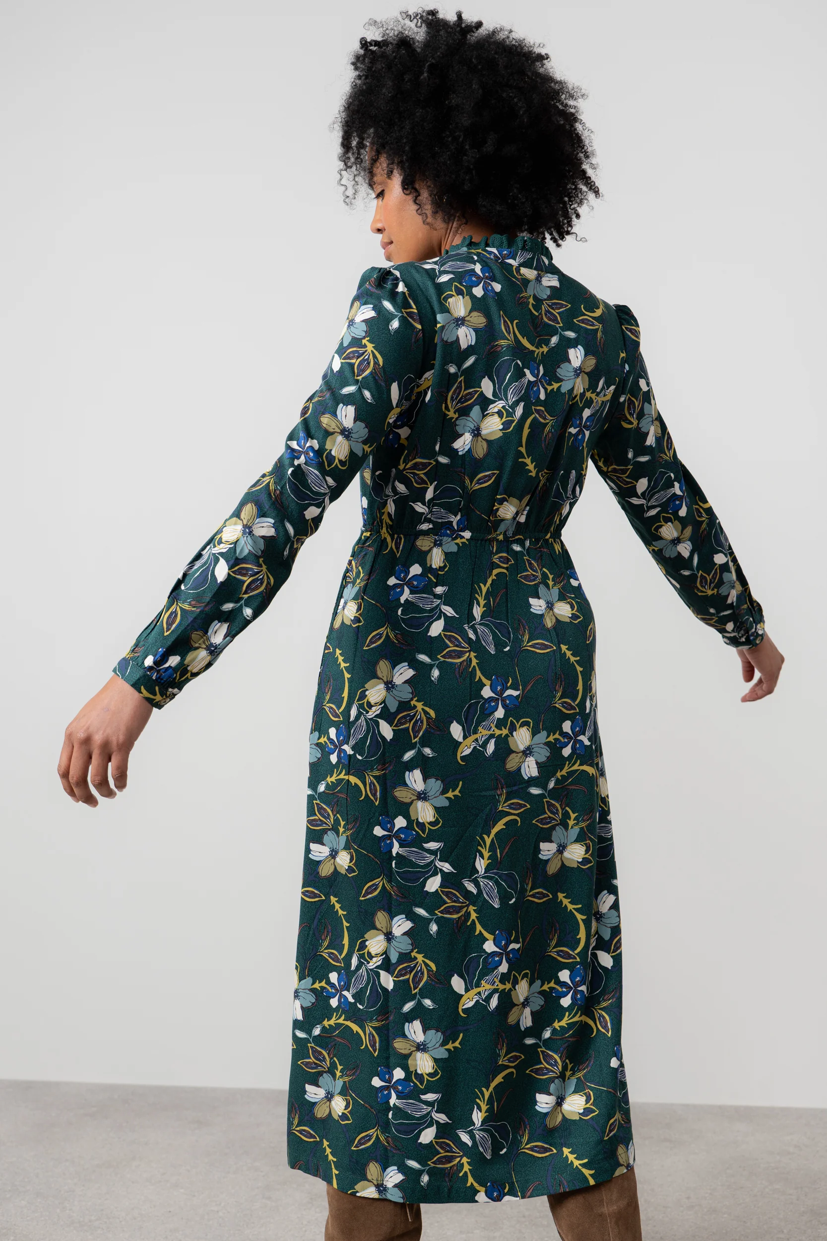 Amberley Floral Print Midi Dress Green - Image 4