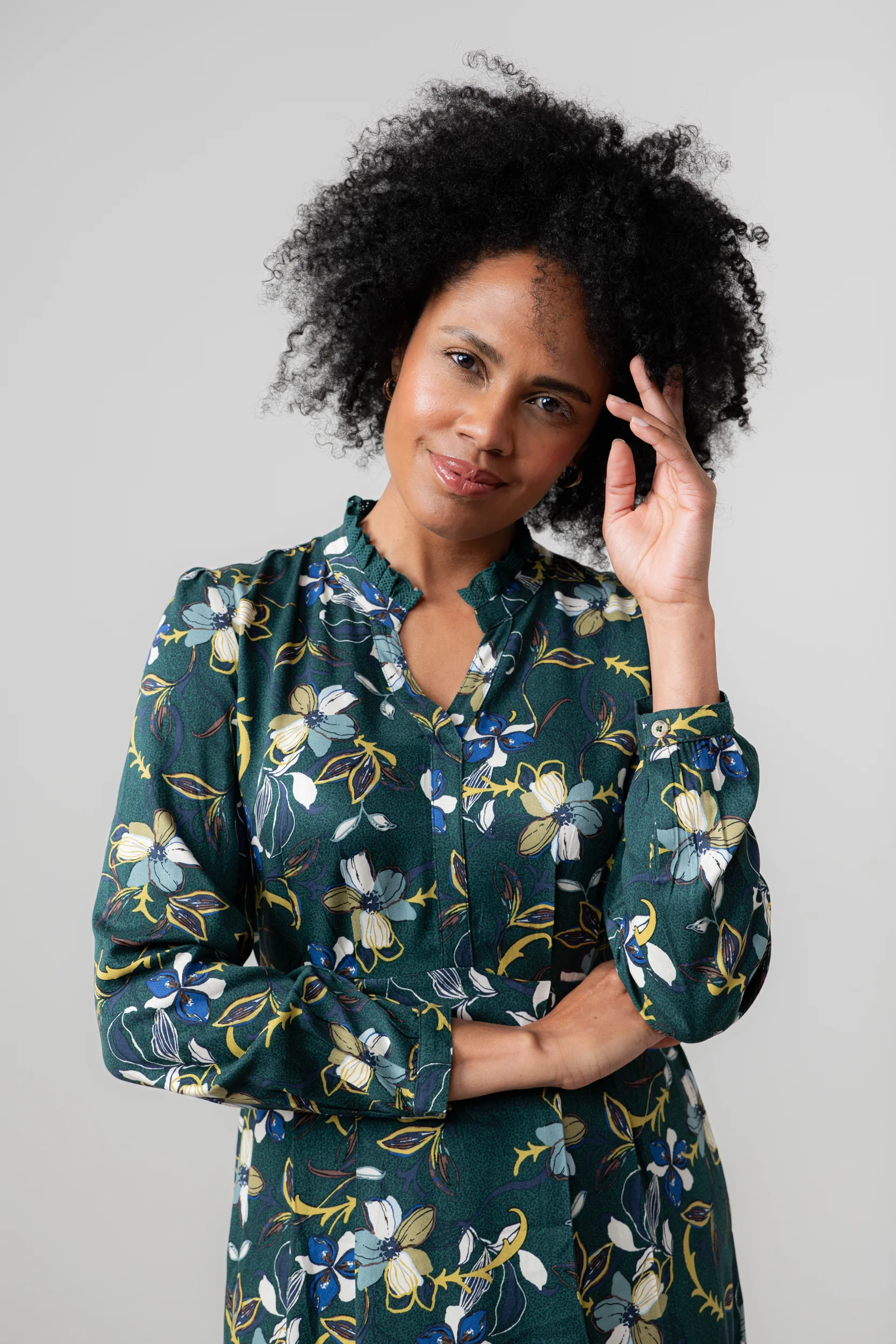 Amberley Floral Print Midi Dress Green - Image 5