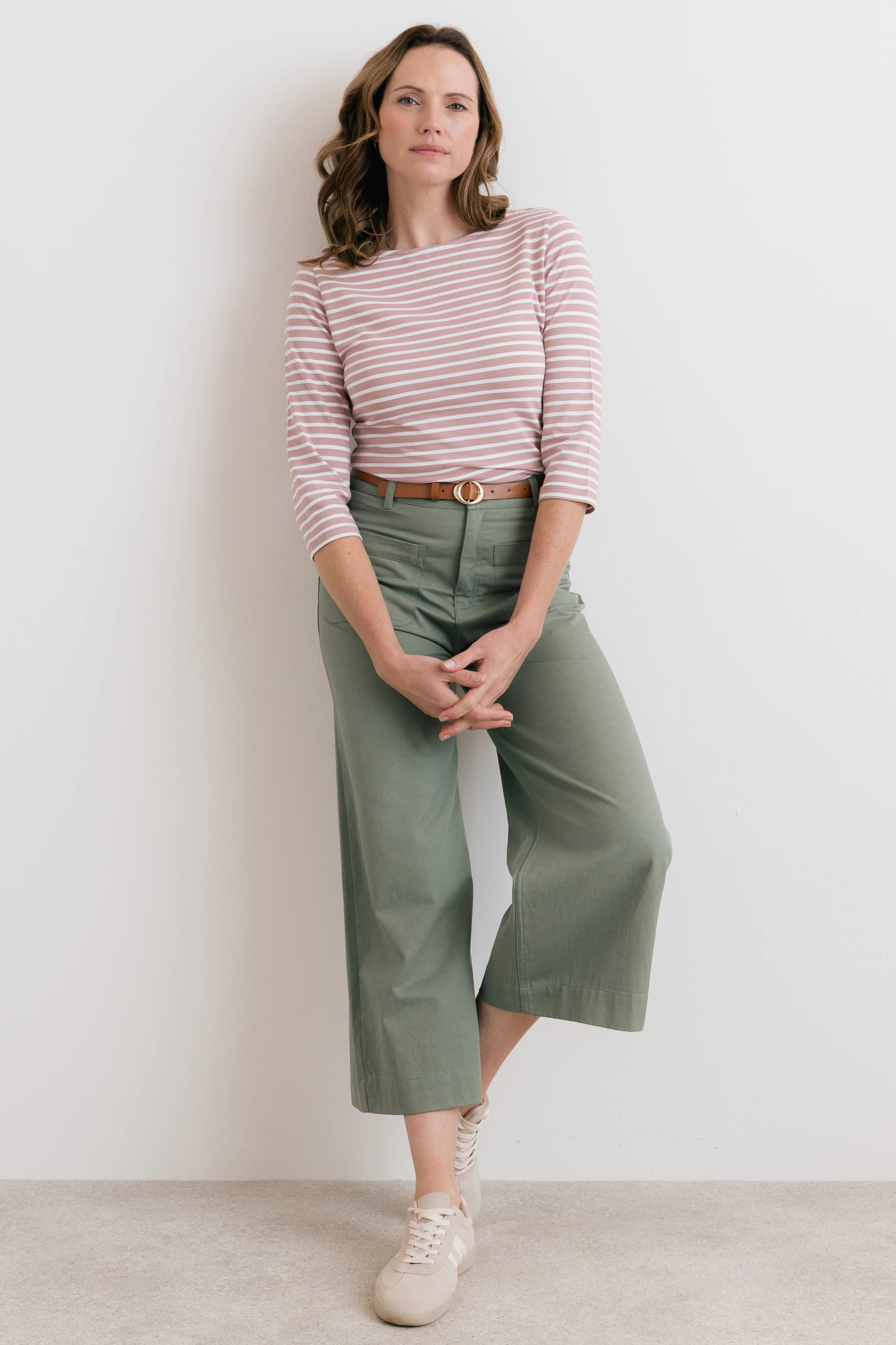 Amelia Cropped Wide Leg Trousers Laurel Green - Image 7