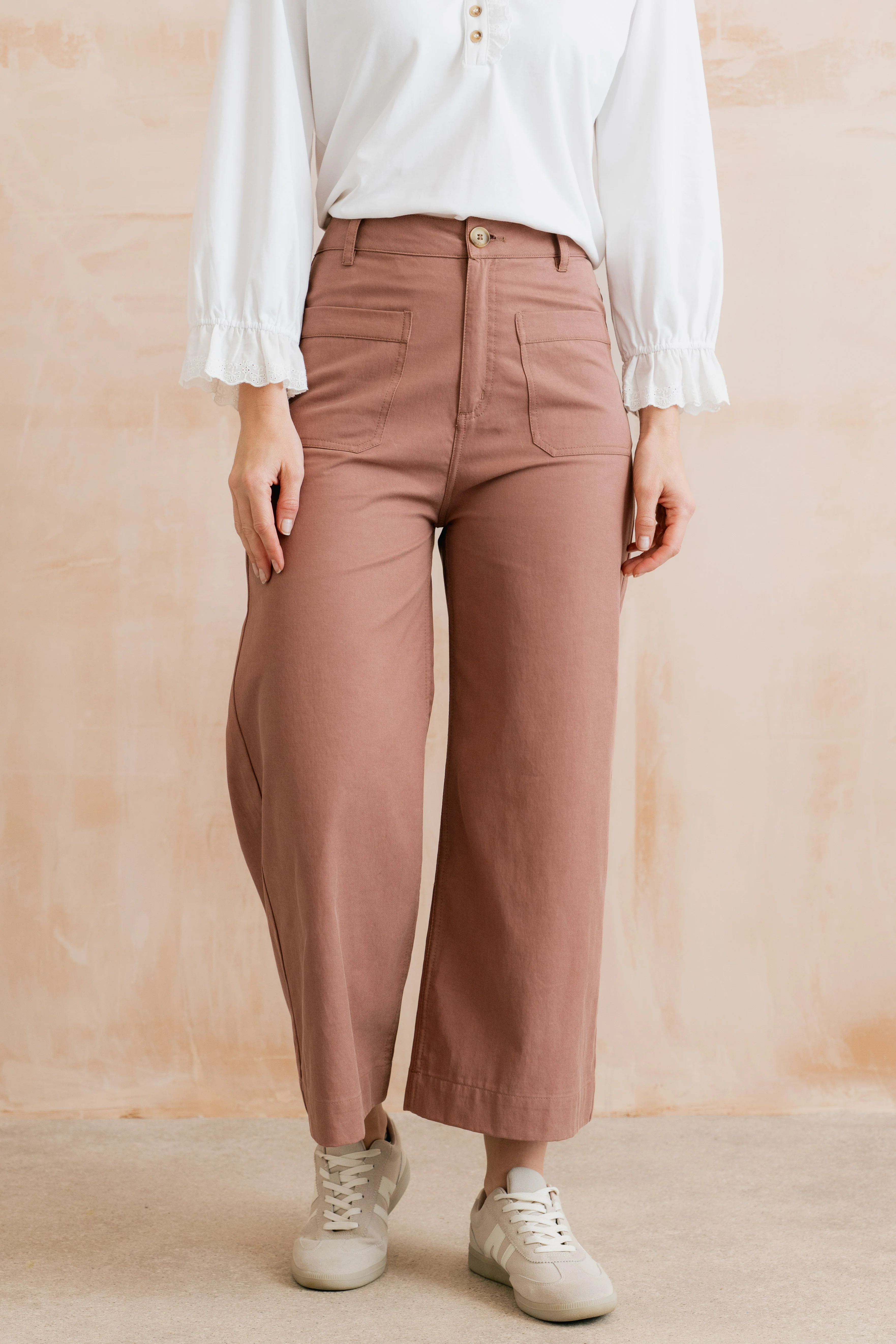 Amelia Cropped Wide Leg Trousers Soft Pink - Image 5
