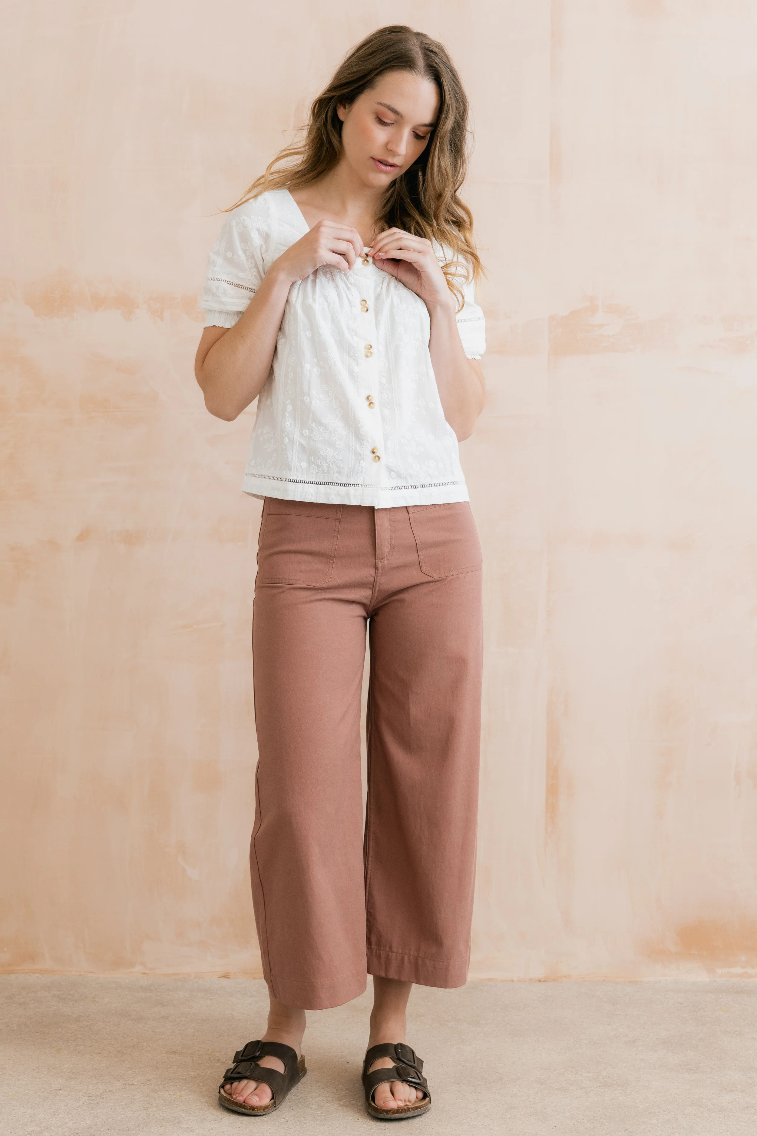 Amelia Cropped Wide Leg Trousers Soft Pink - Image 6