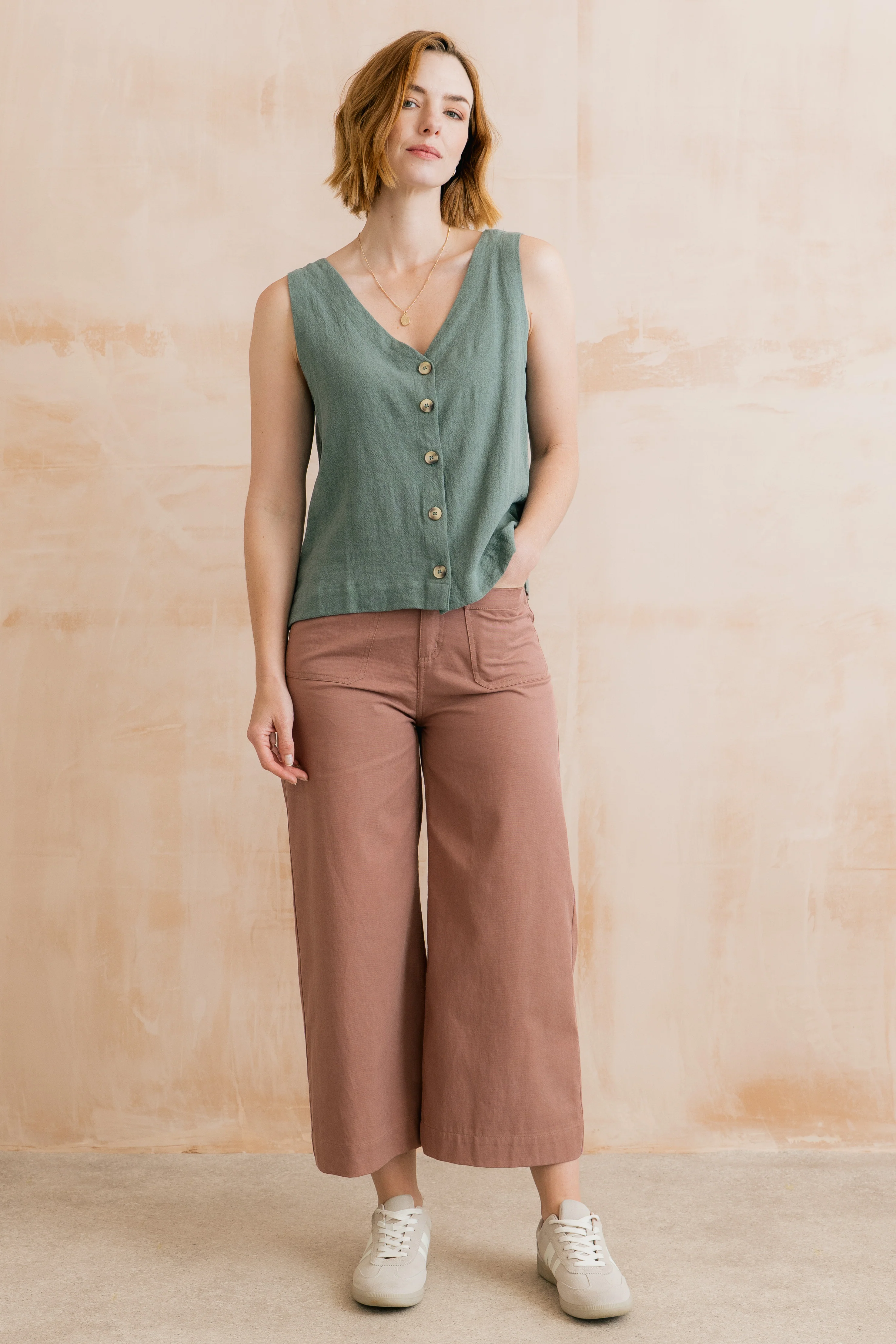 Amelia Cropped Wide Leg Trousers Soft Pink - Image 7