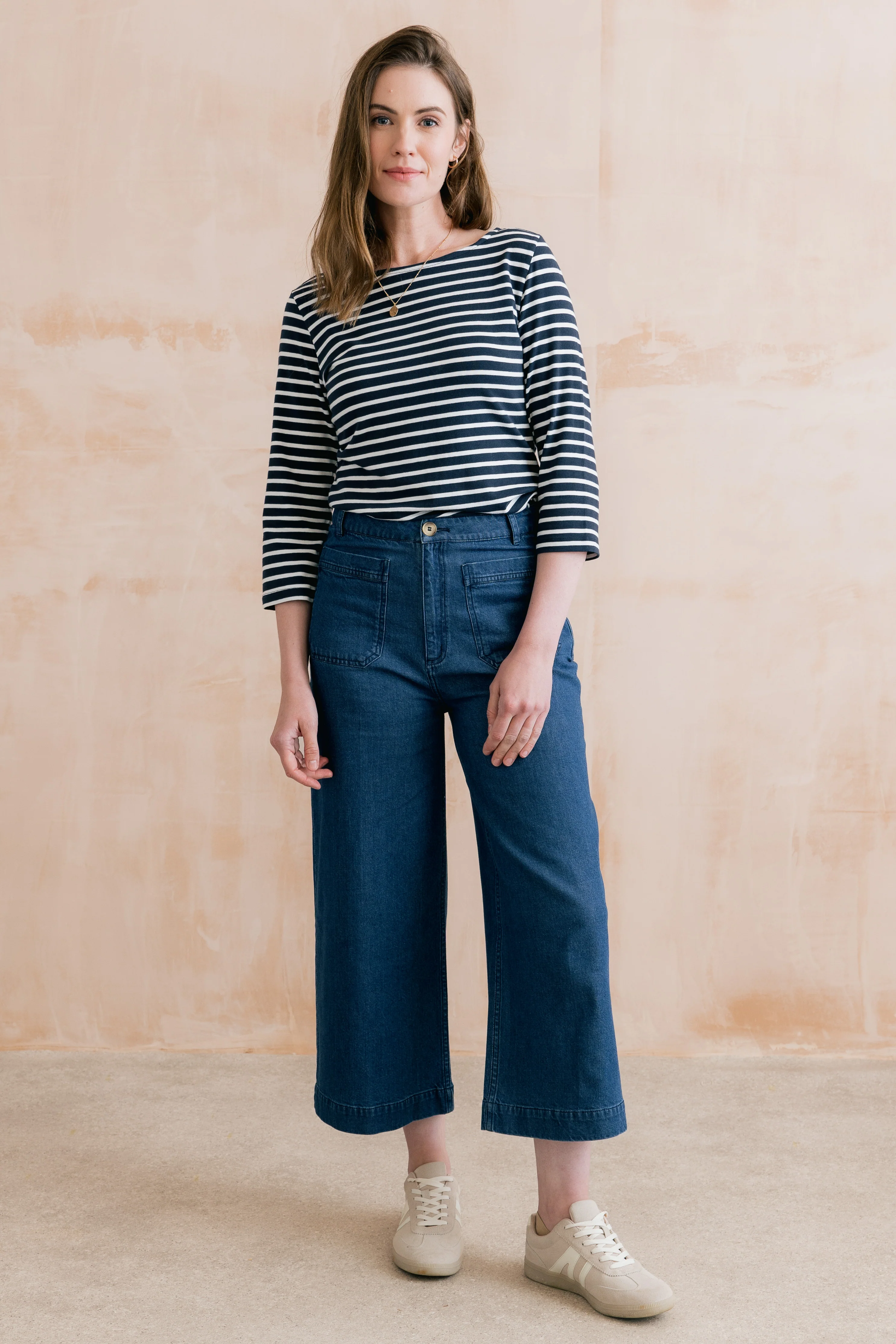 Amelia Denim Cropped Wide Leg Jeans - Image 4