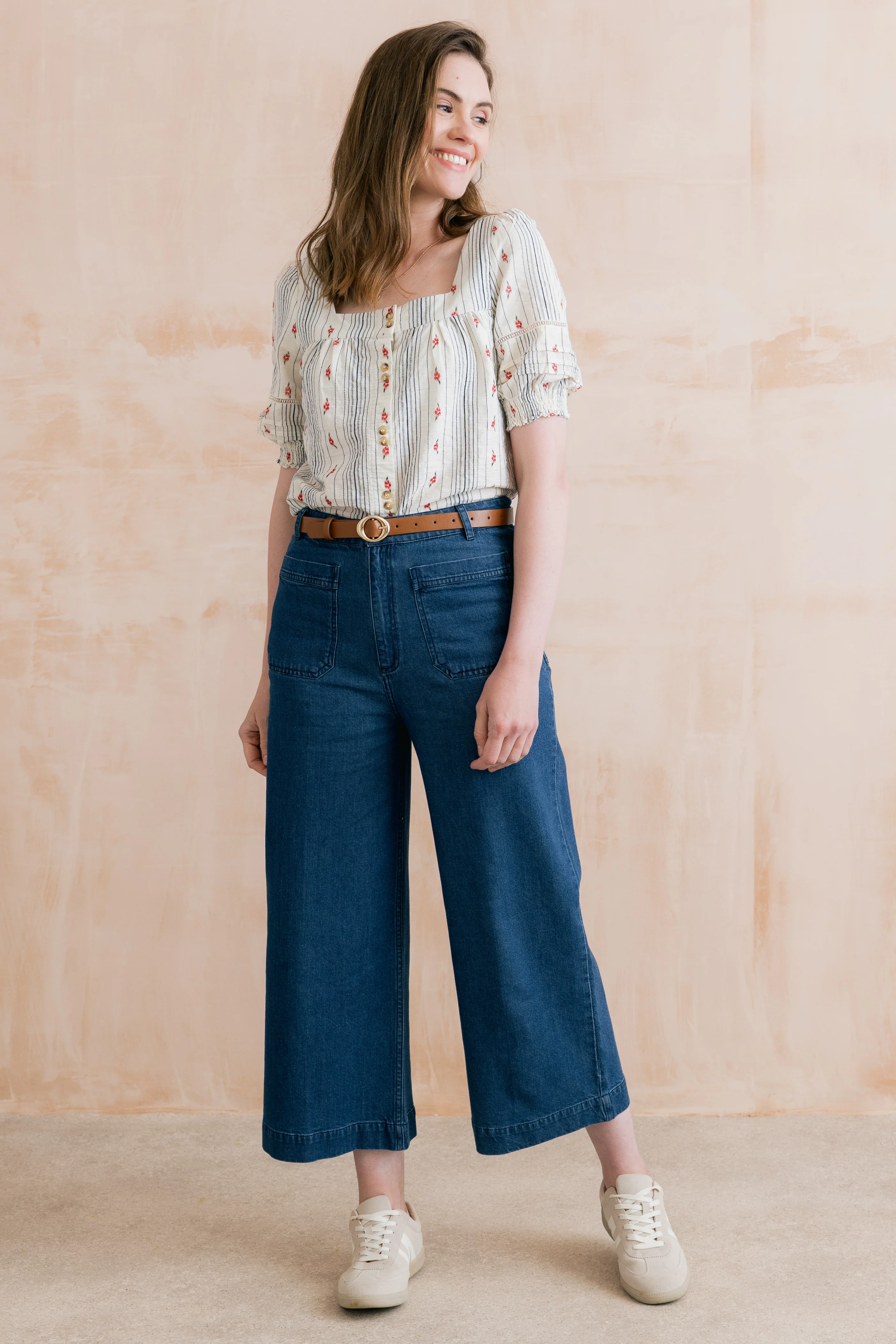 Amelia Denim Cropped Wide Leg Jeans - Image 8