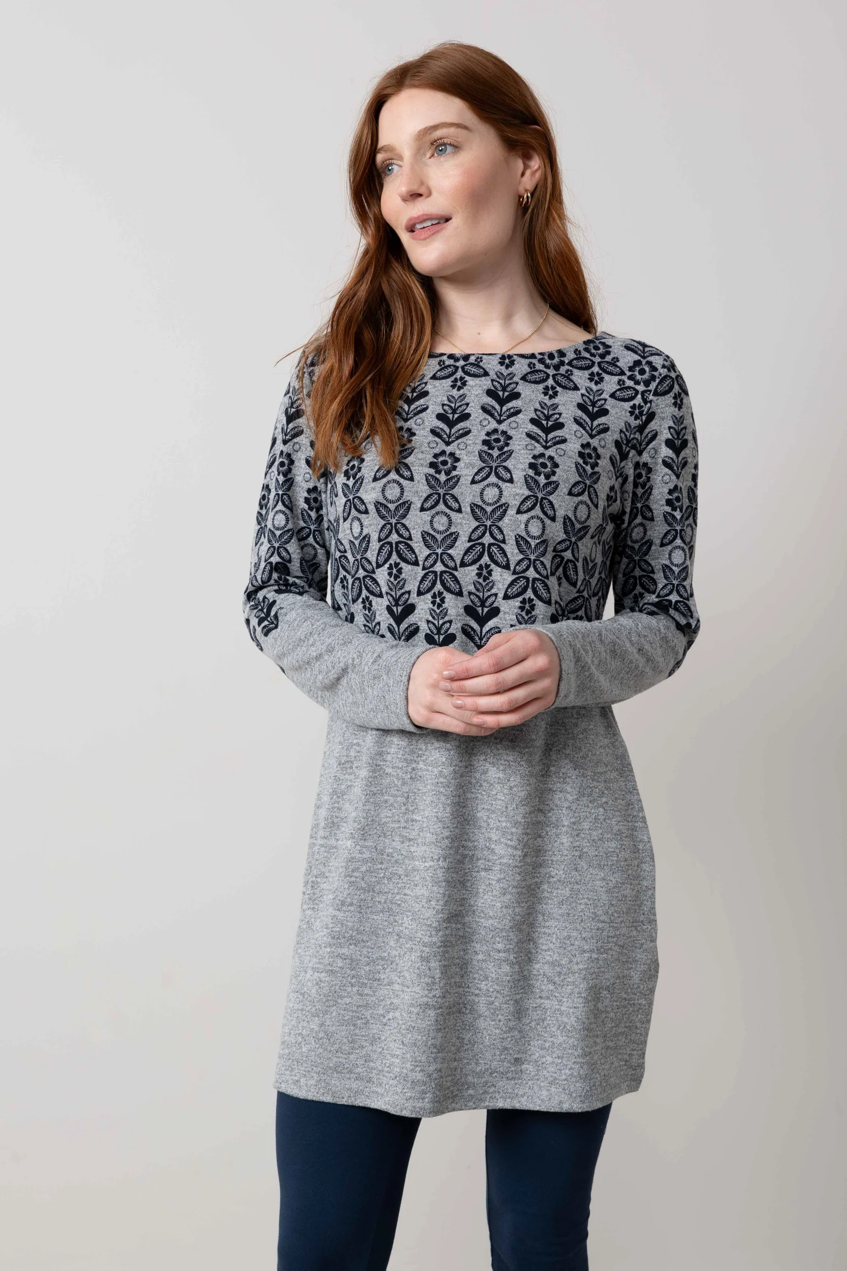 Angela Long Sleeve Fair Isle Knit Tunic Grey - Image 4