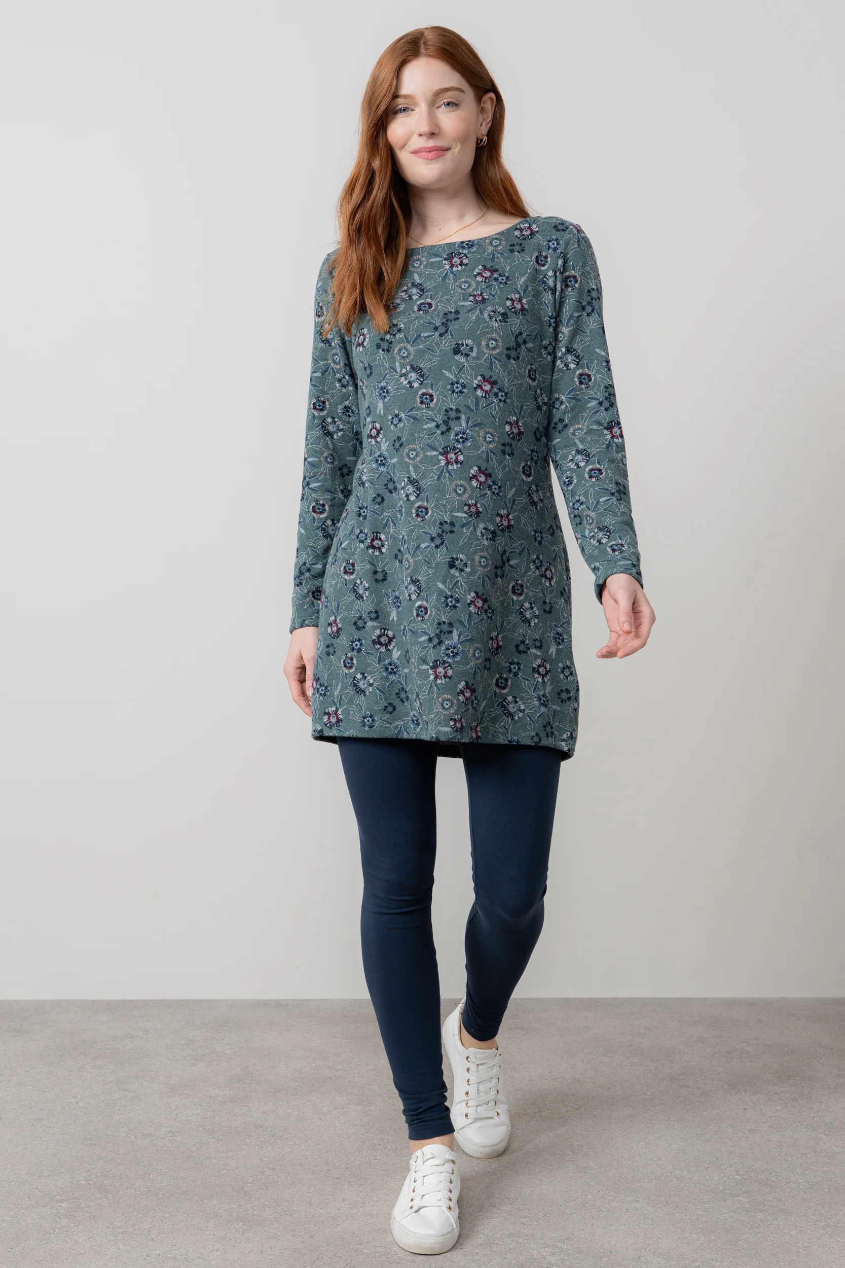 Angela Long Sleeve Printed Knit Tunic Sea Mist - Image 3