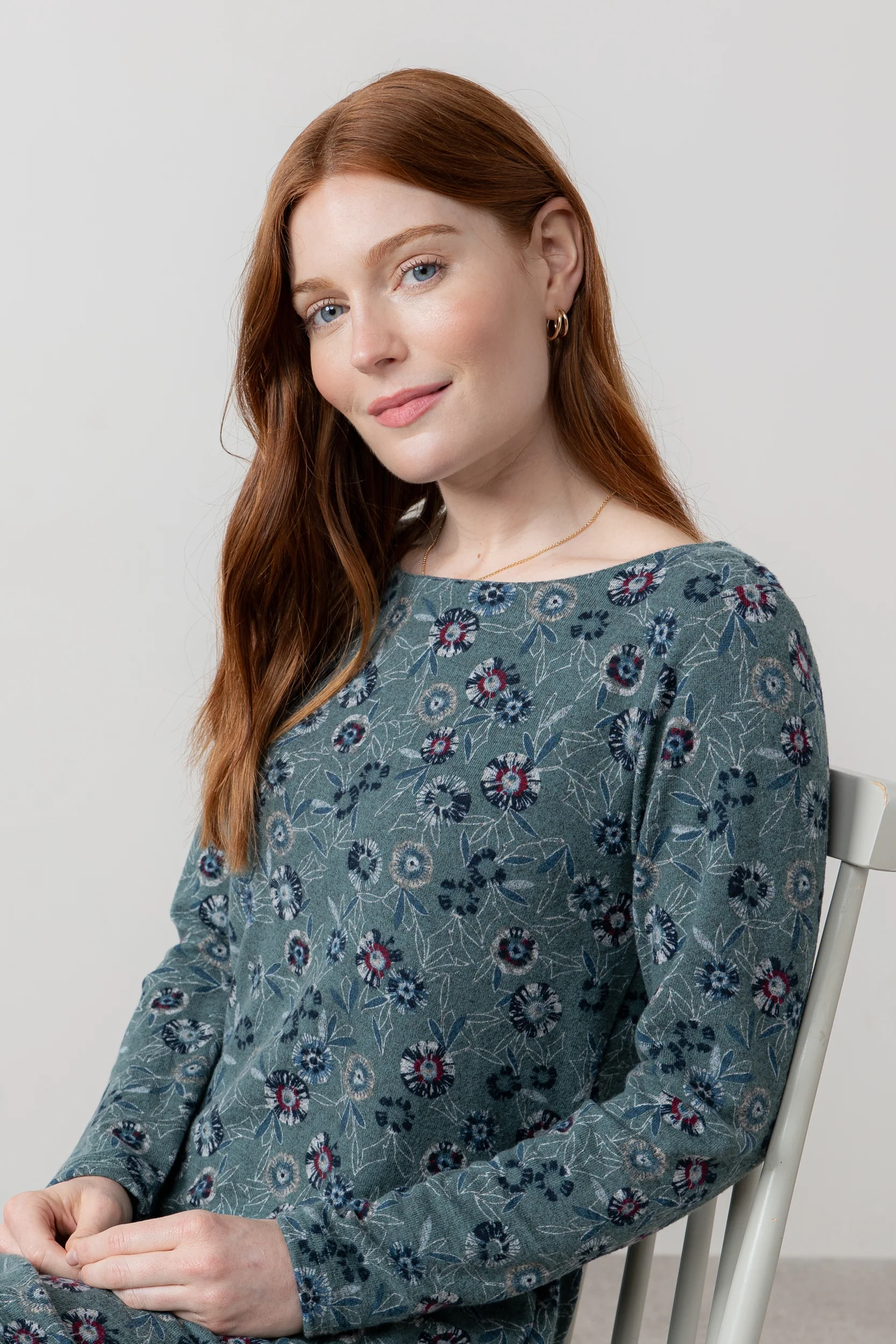 Angela Long Sleeve Printed Knit Tunic Sea Mist - Image 5