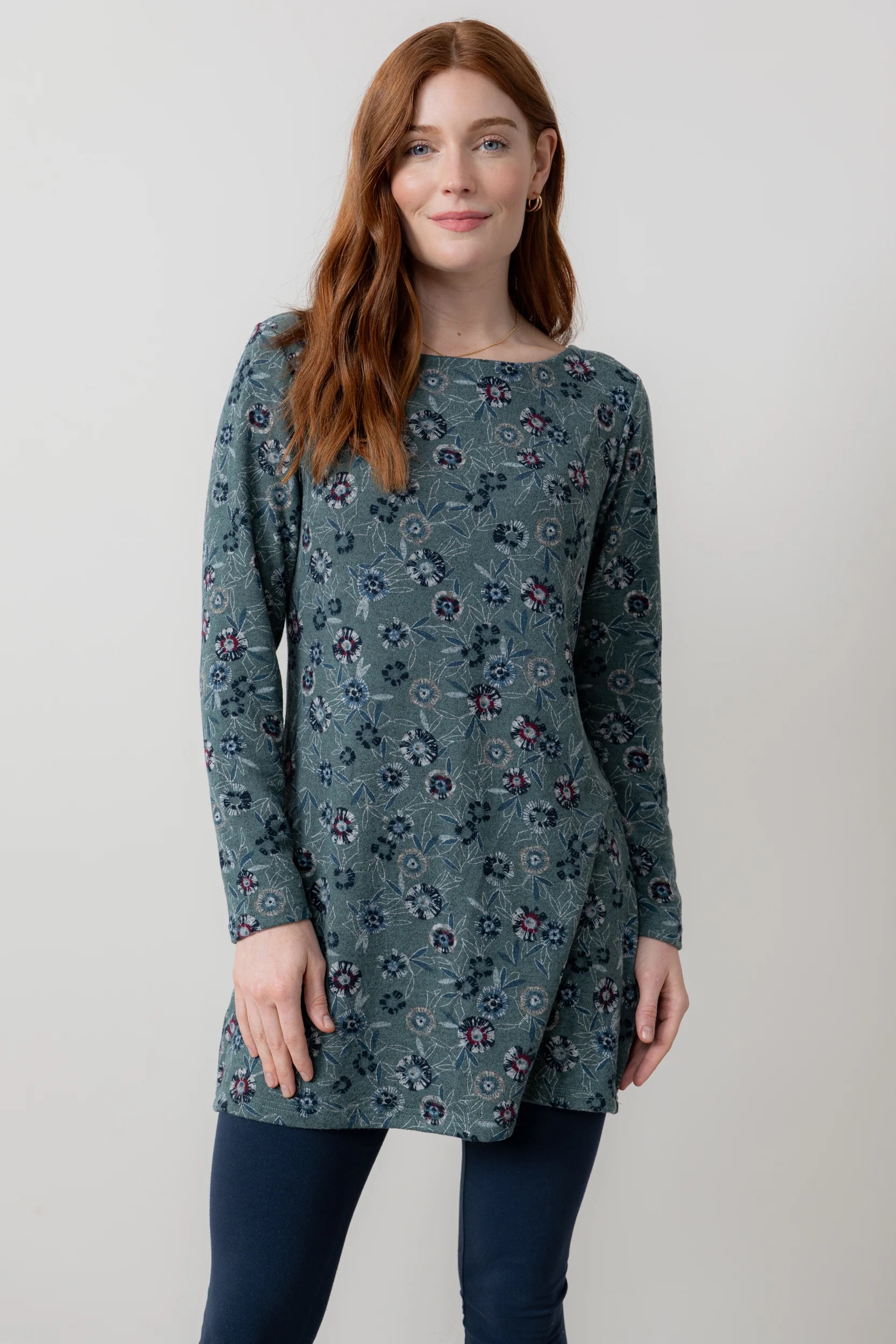 Angela Long Sleeve Printed Knit Tunic Sea Mist - Image 6