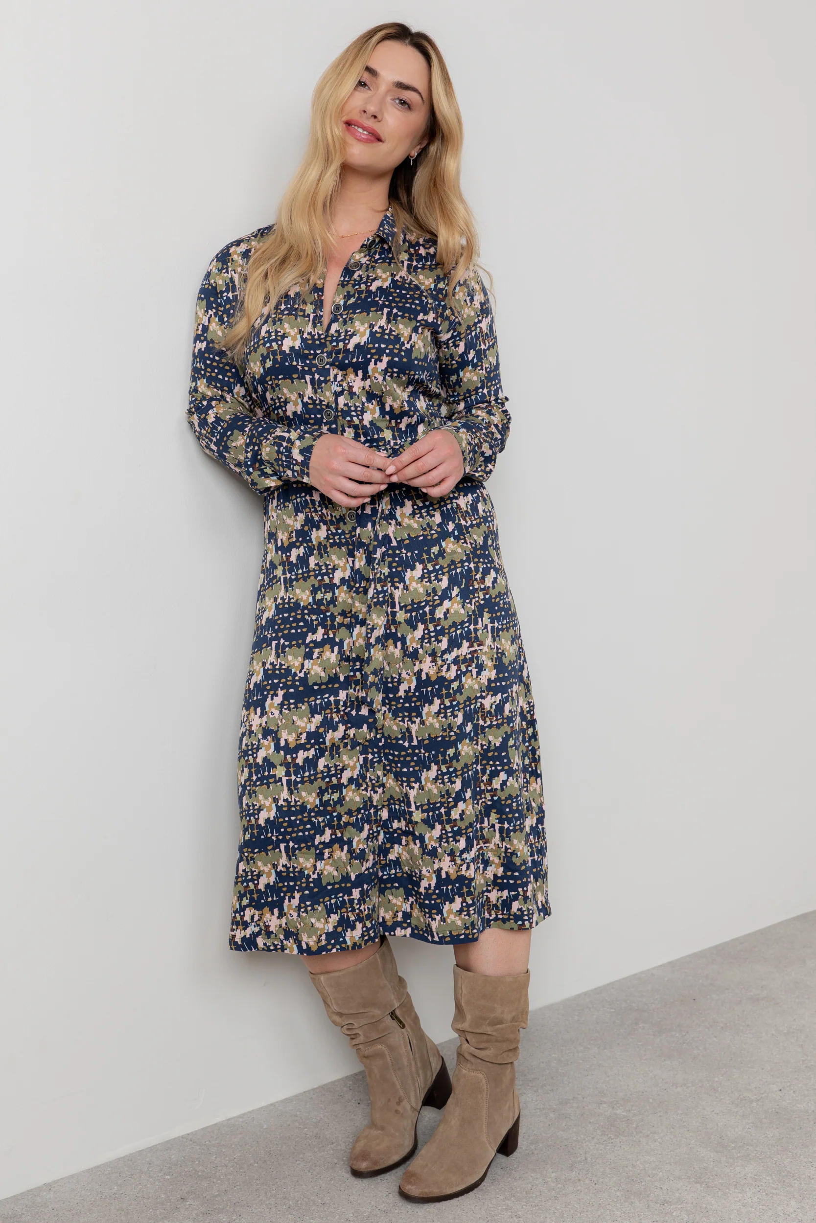 Anya Midi Shirt Dress Navy - Image 3