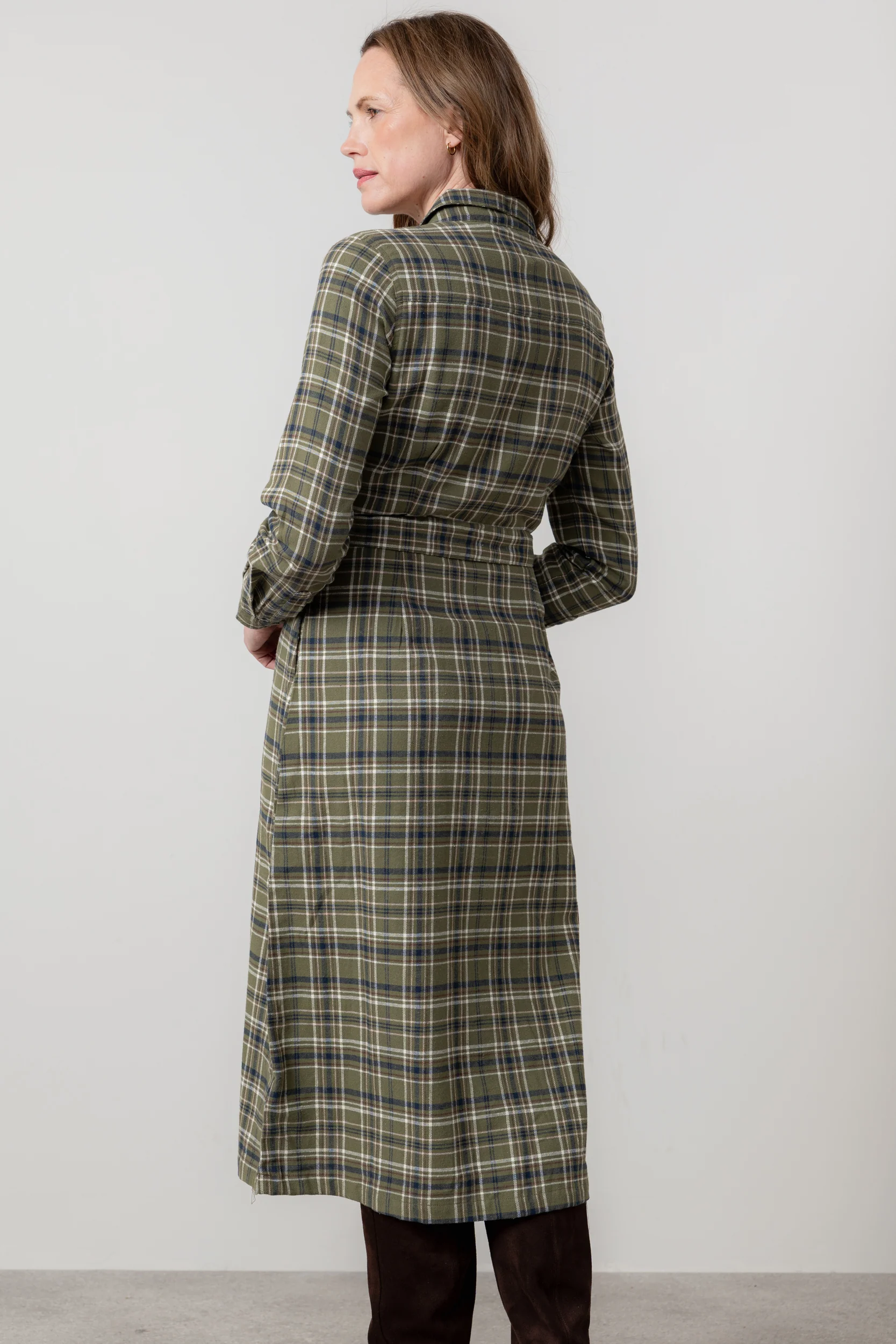 Anya Organic Brushed Cotton Midi Shirt Dress Multicoloured - Image 4