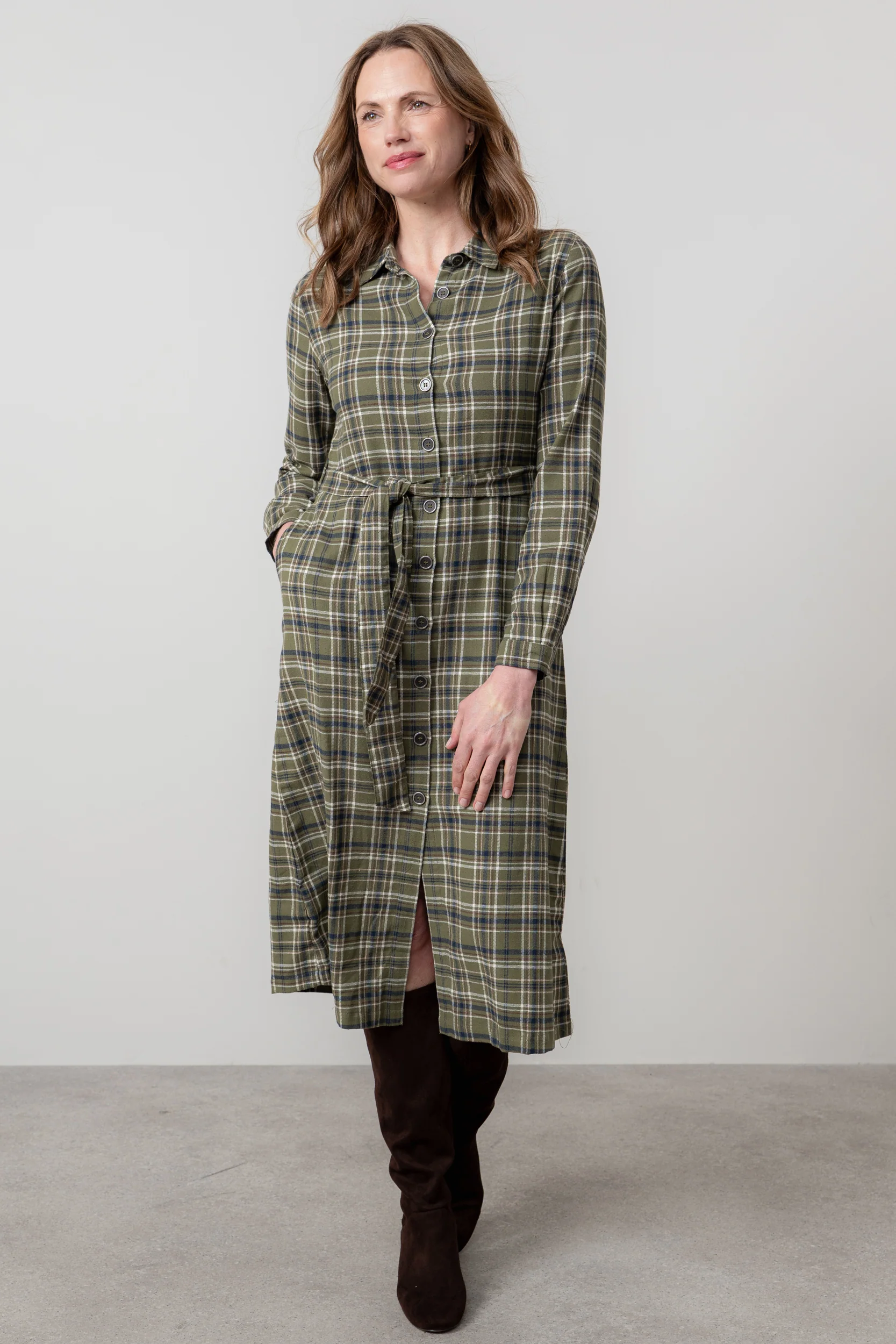 Anya Organic Brushed Cotton Midi Shirt Dress Multicoloured - Image 6