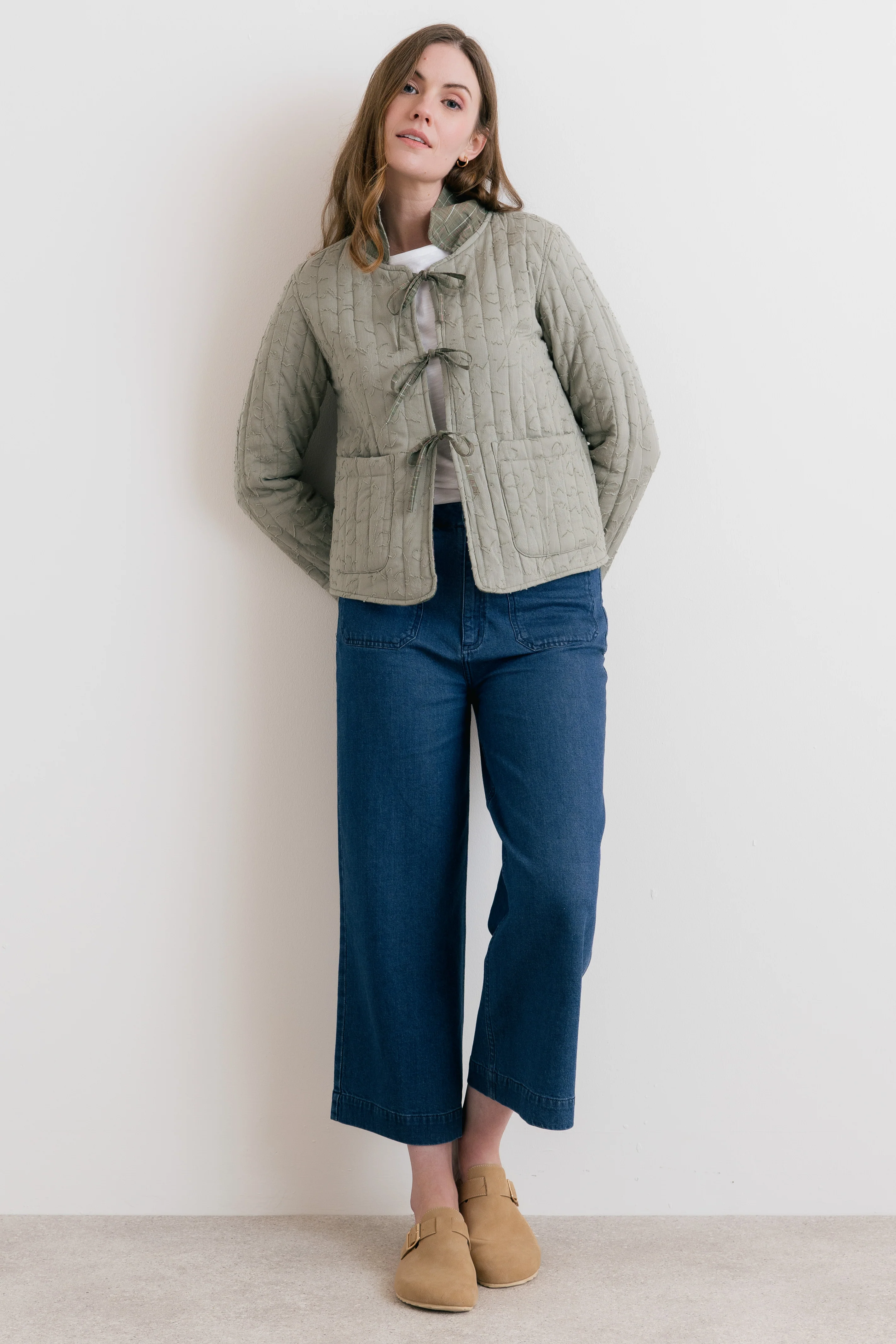 Ash Quilted Checked Reversible Jacket Green - Image 4