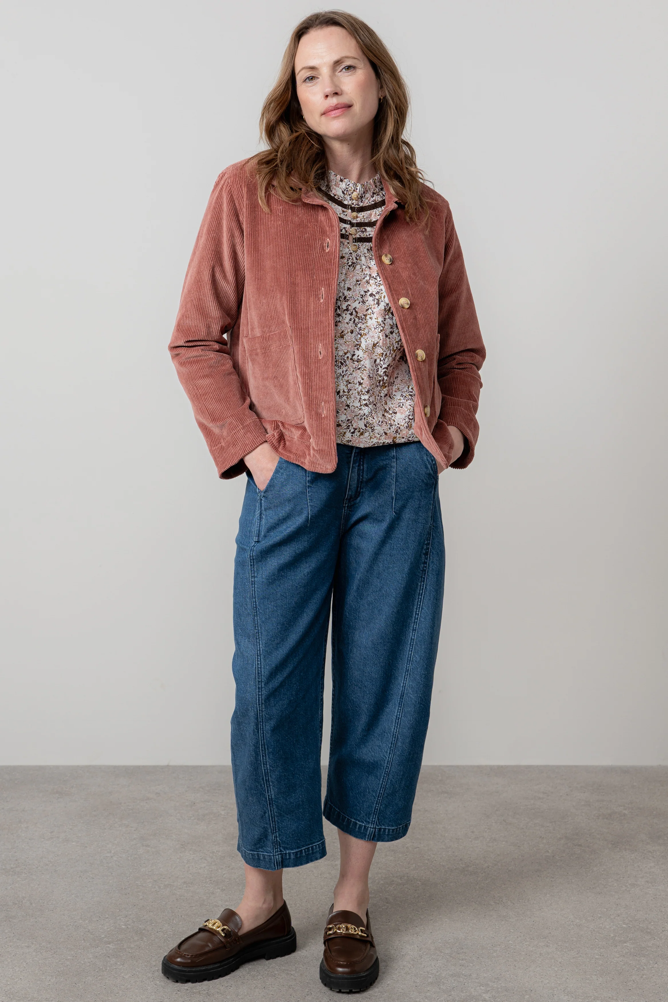 Ash Stretch Cotton Jumbo Cord Jacket Antique Rose - Image 2