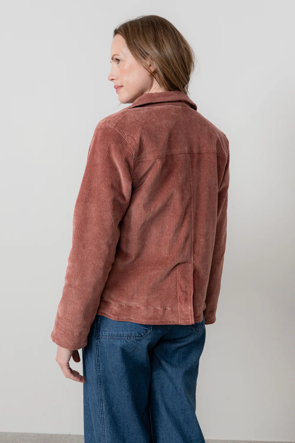 Ash Stretch Cotton Jumbo Cord Jacket Antique Rose - Image 4
