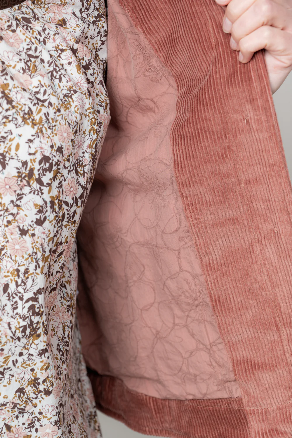 Ash Stretch Cotton Jumbo Cord Jacket Antique Rose - Image 5