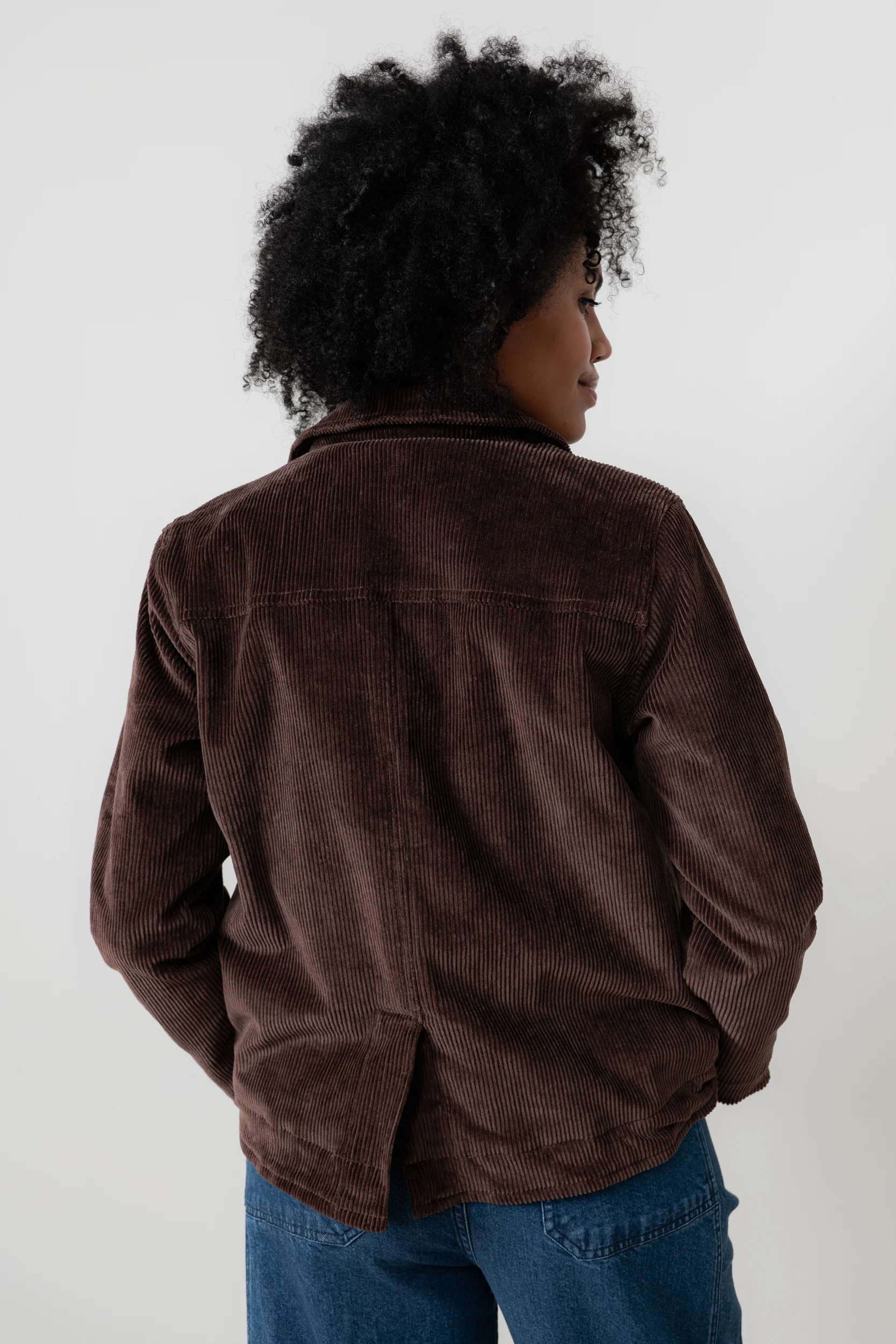 Ash Stretch Cotton Jumbo Cord Jacket Chocolate - Image 4