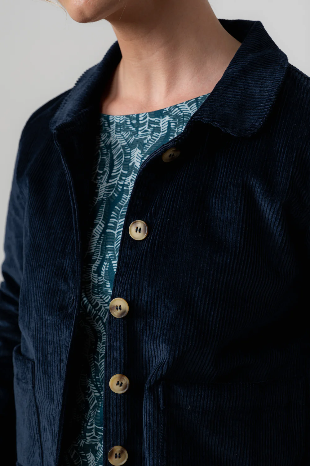 Ash Stretch Cotton Jumbo Cord Jacket Navy - Image 2