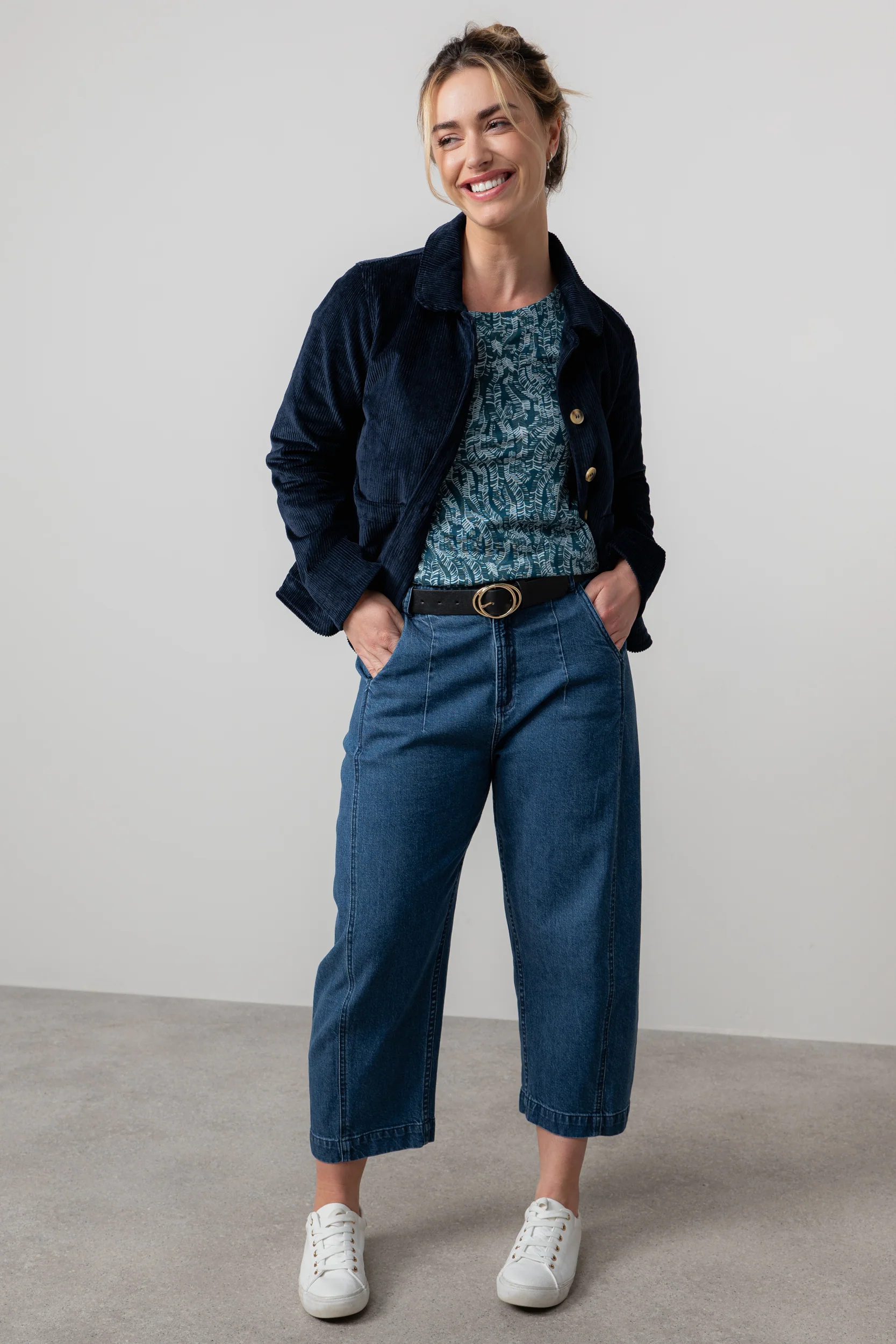 Ash Stretch Cotton Jumbo Cord Jacket Navy - Image 8