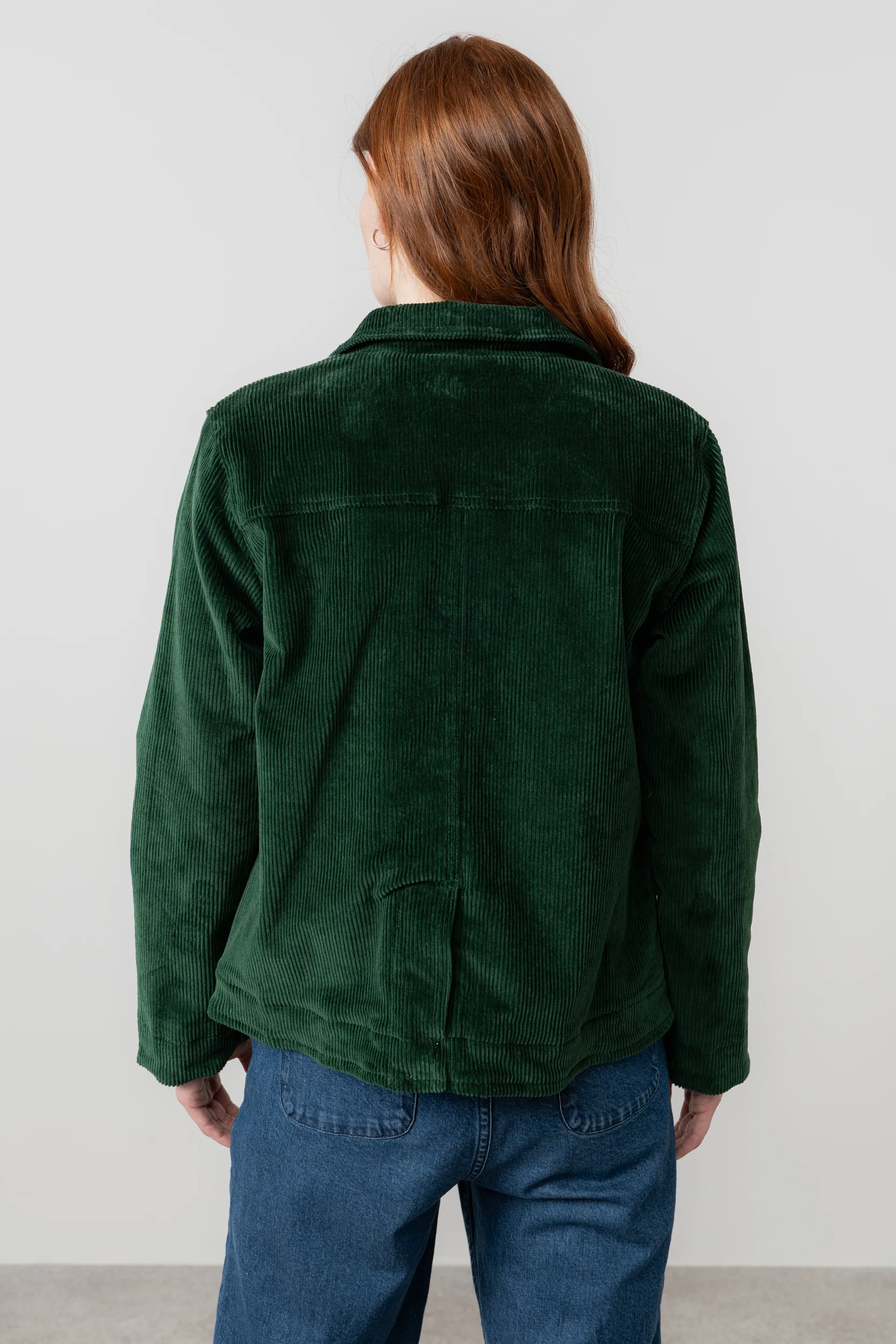 Ash Stretch Cotton Jumbo Cord Jacket Pine Green - Image 4