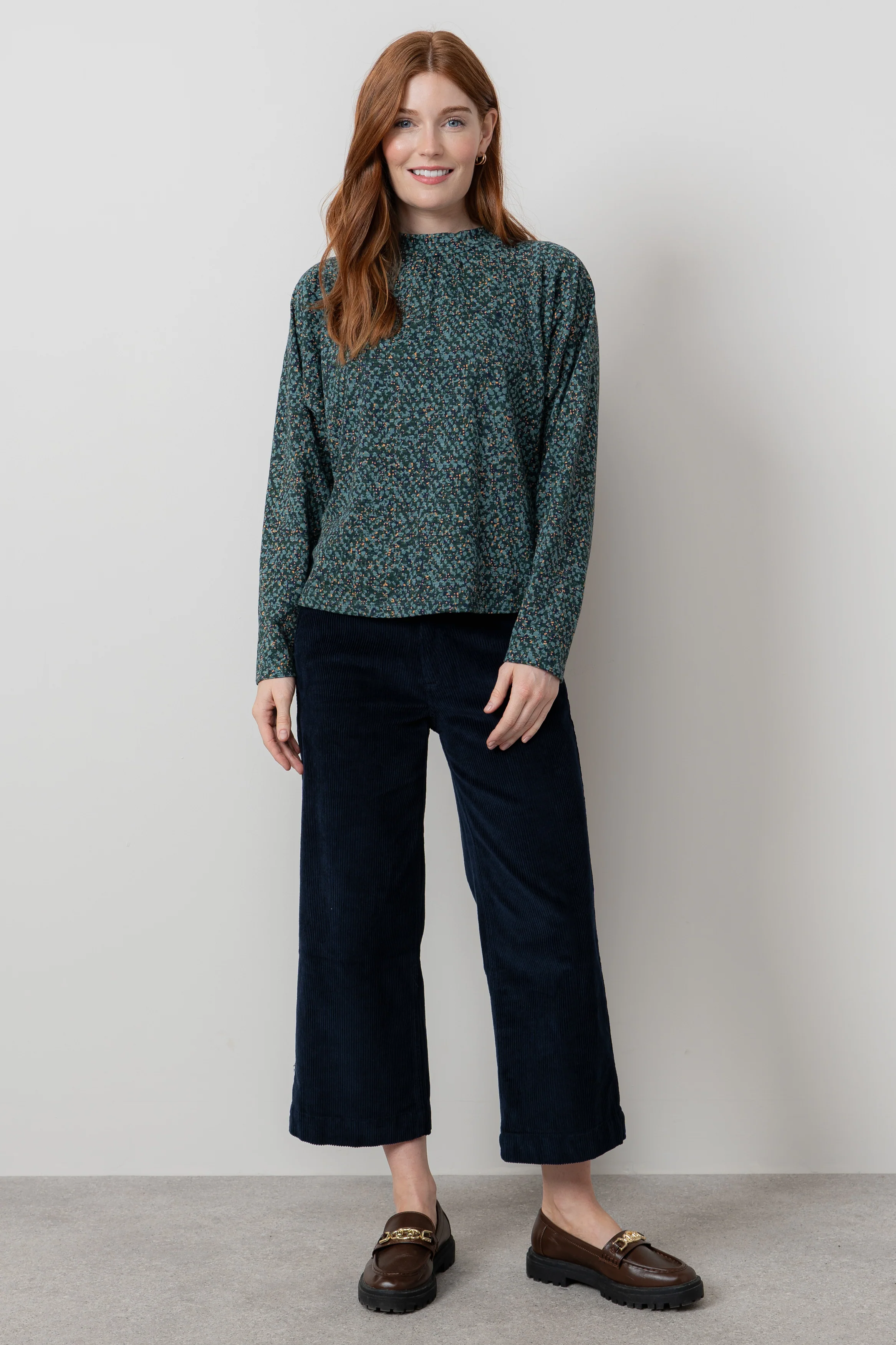 Bayberry Batwing Ditsy Print Top Green - Image 4