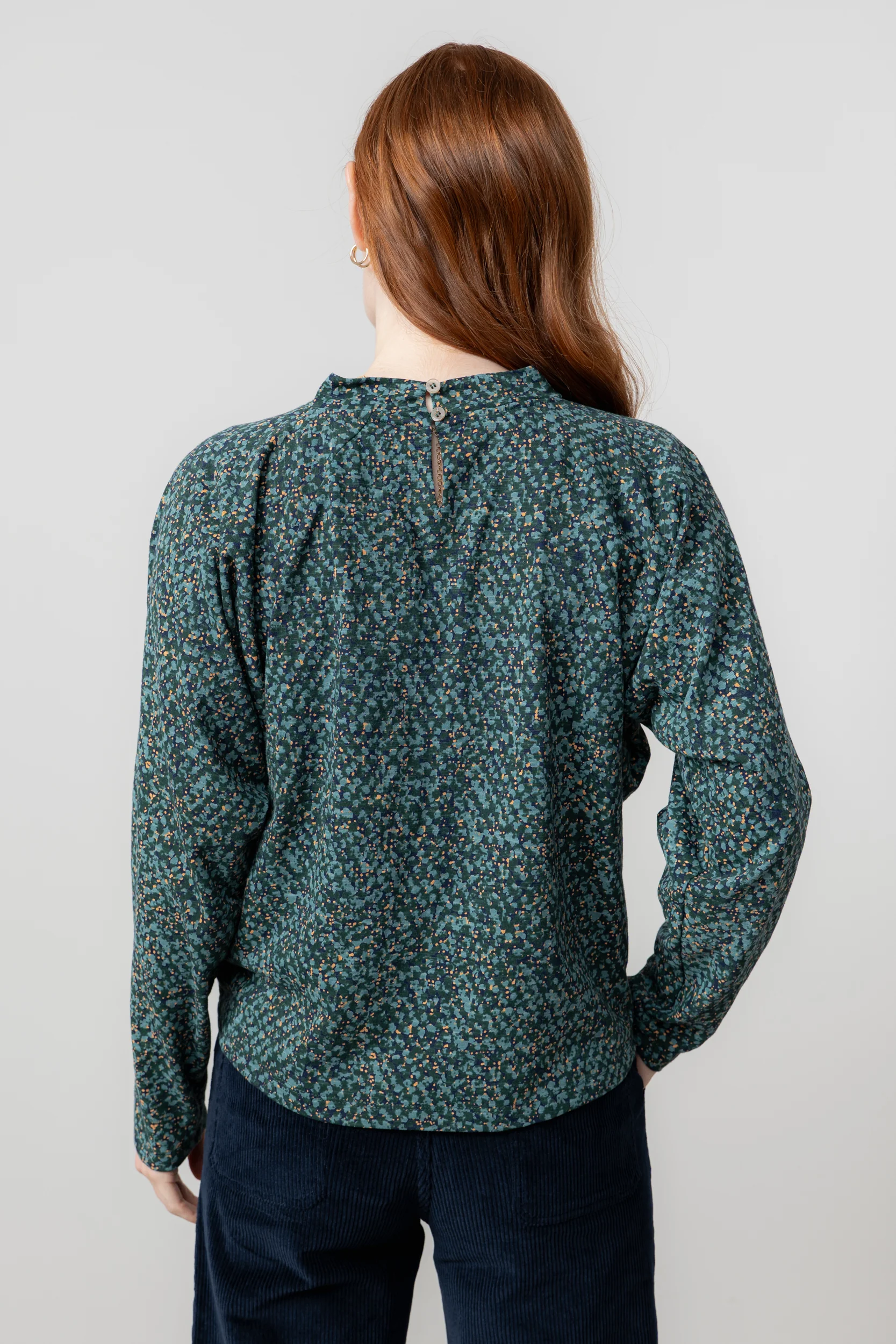 Bayberry Batwing Ditsy Print Top Green - Image 5