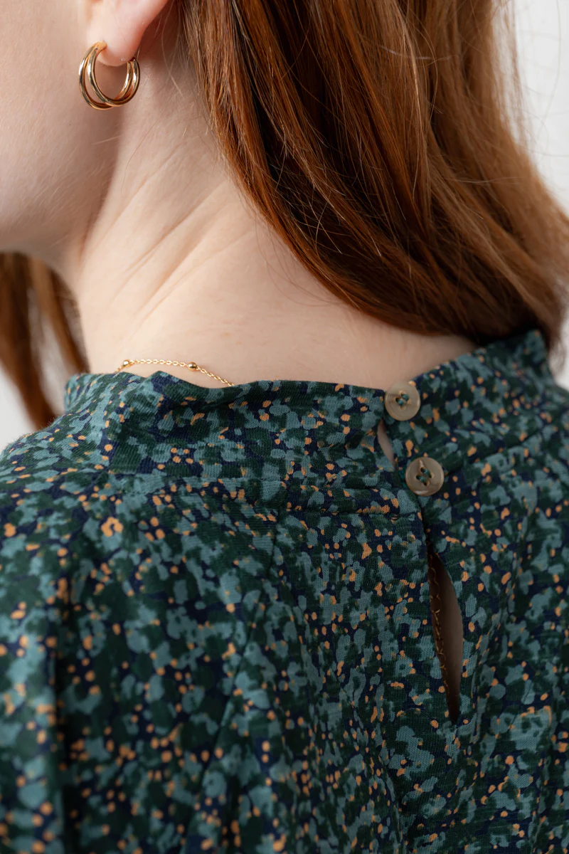 Bayberry Batwing Ditsy Print Top Green - Image 6