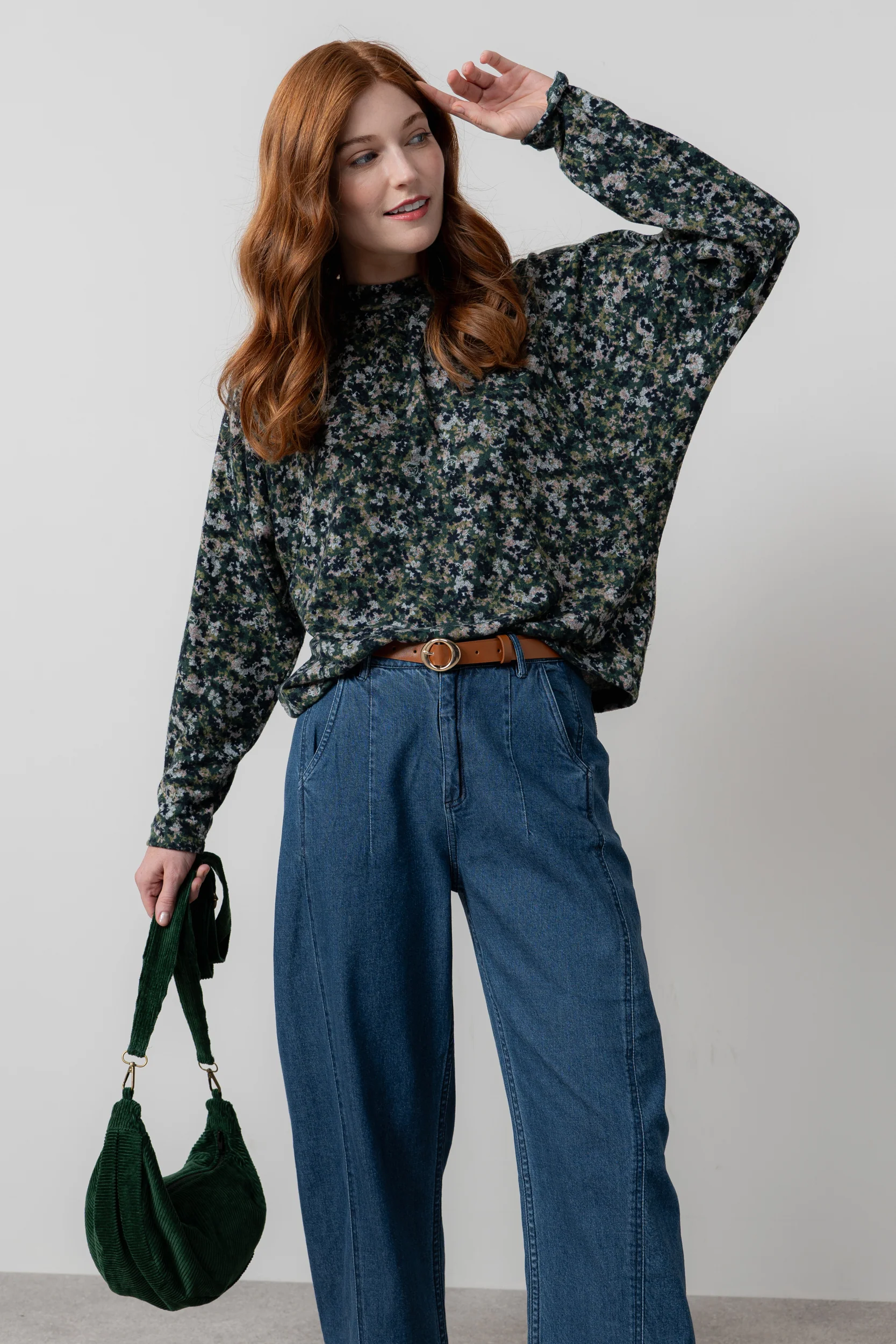 Bayberry Batwing Floral Print Top Green - Image 7