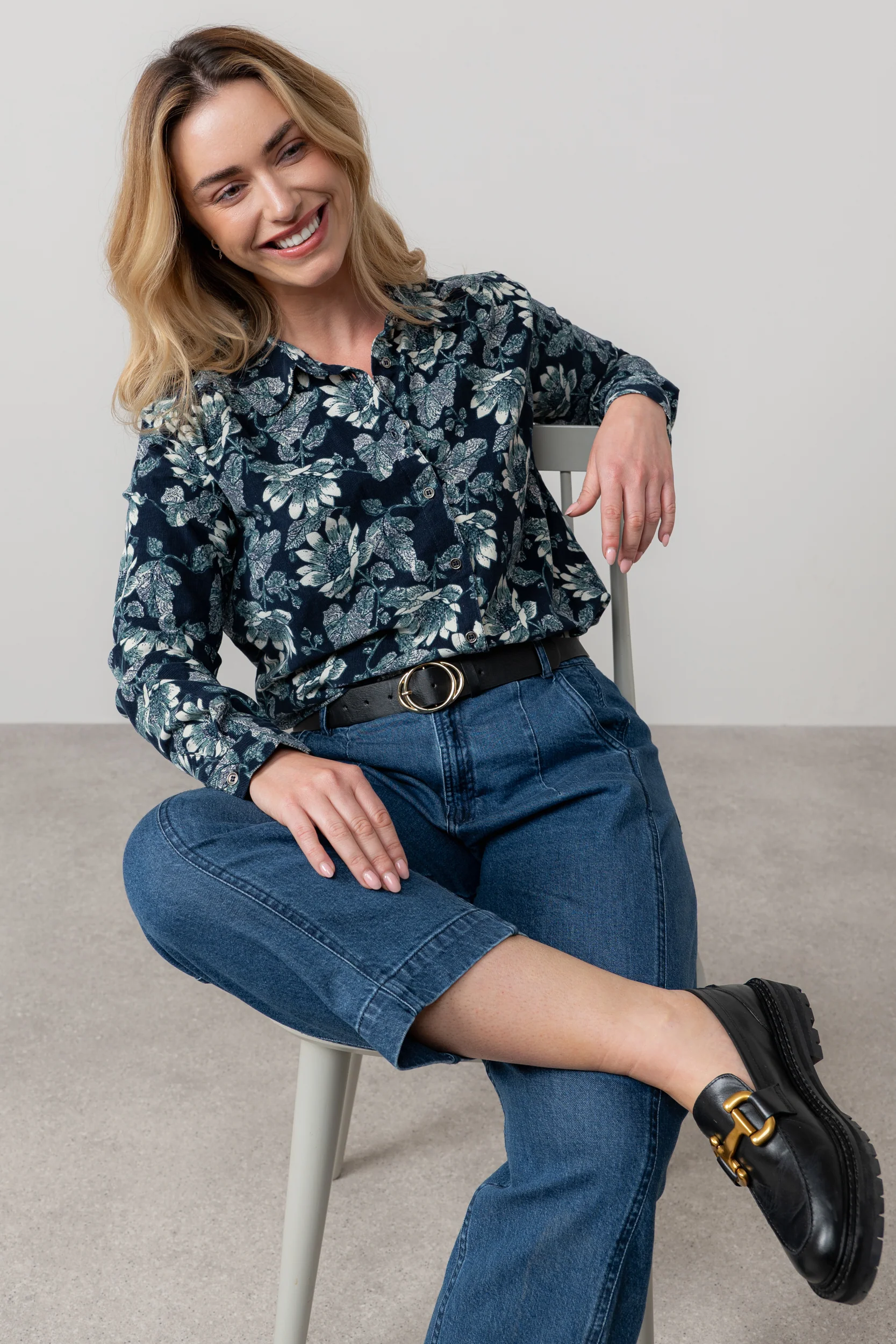 Beech Cotton Pincord Shirt Navy