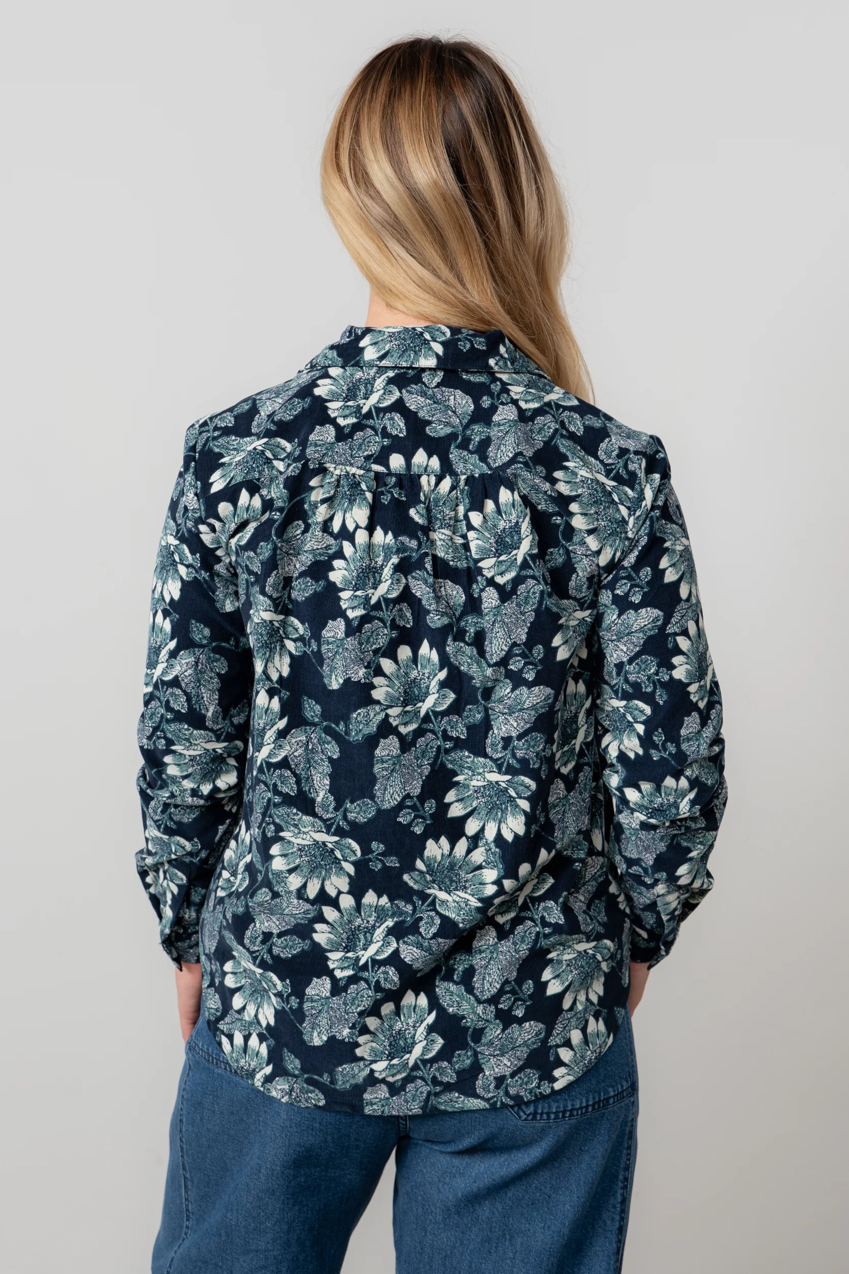 Beech Cotton Pincord Shirt Navy - Image 4