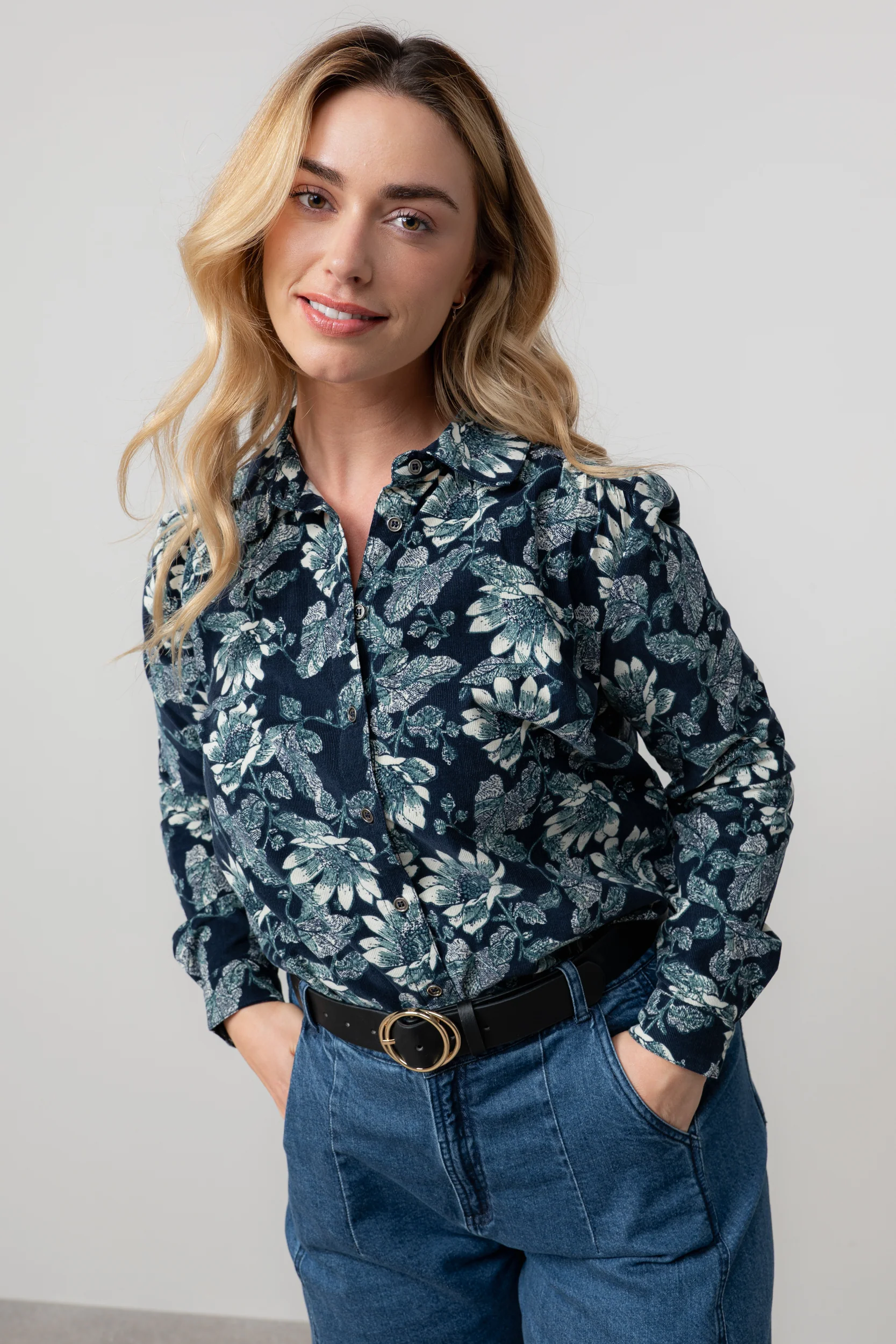 Beech Cotton Pincord Shirt Navy - Image 5