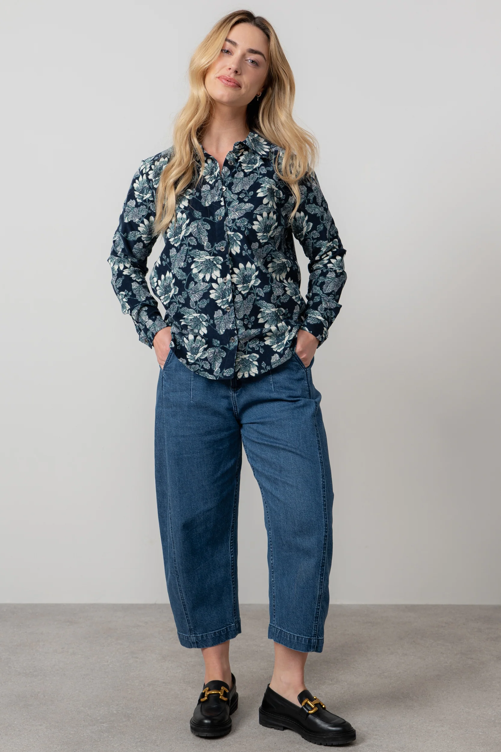 Beech Cotton Pincord Shirt Navy - Image 6
