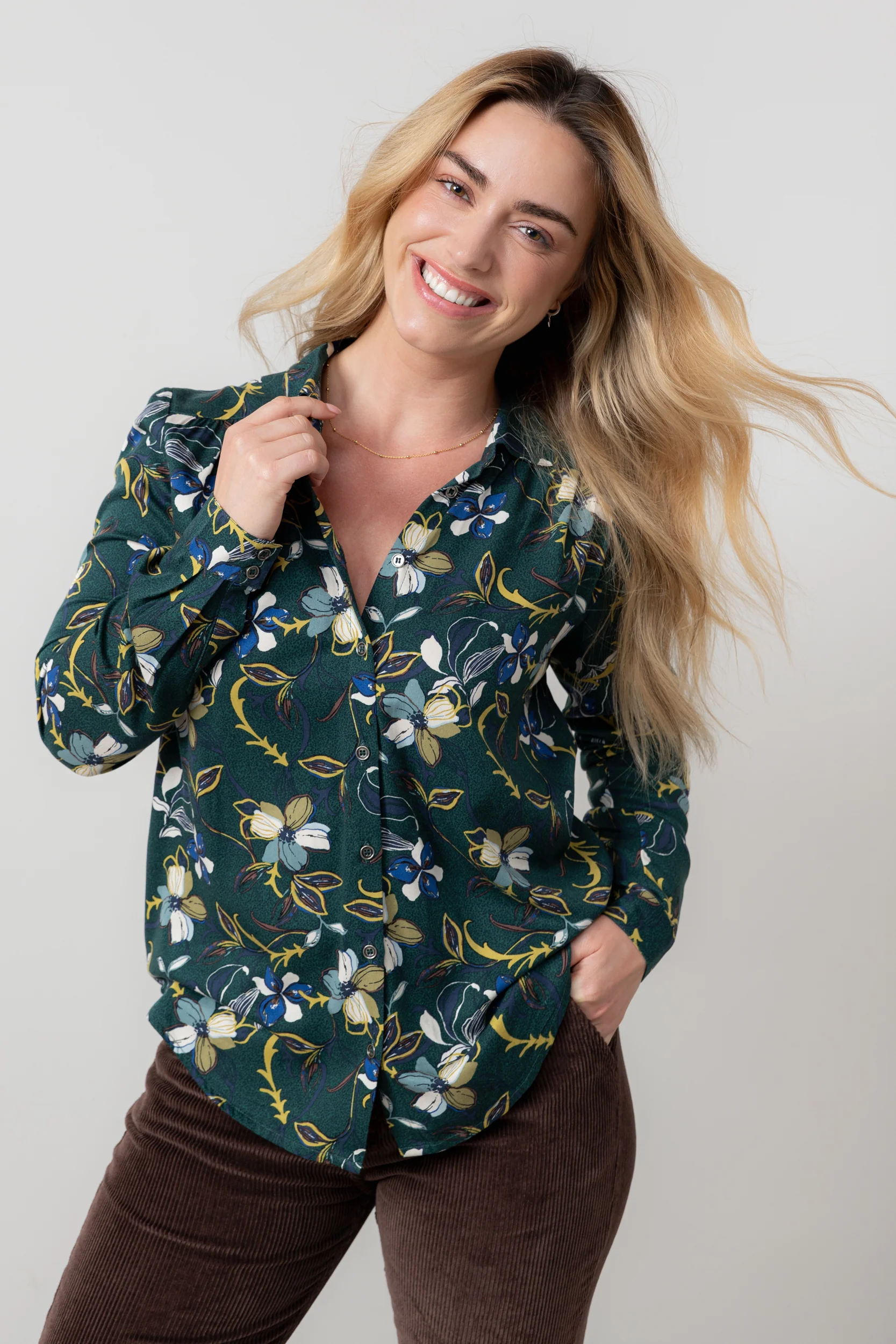 Beech Floral Print Shirt Green - Image 2