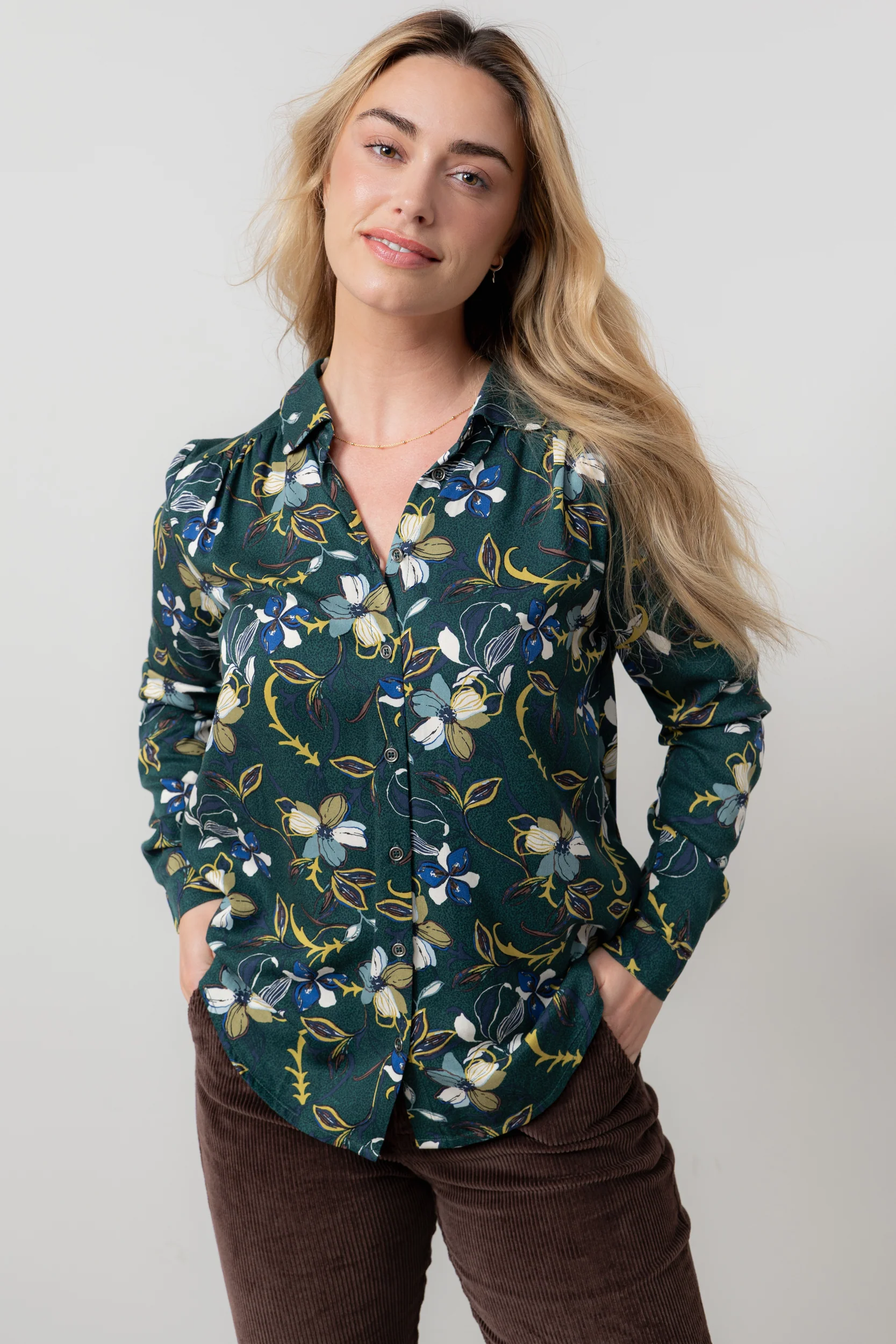 Beech Floral Print Shirt Green - Image 5