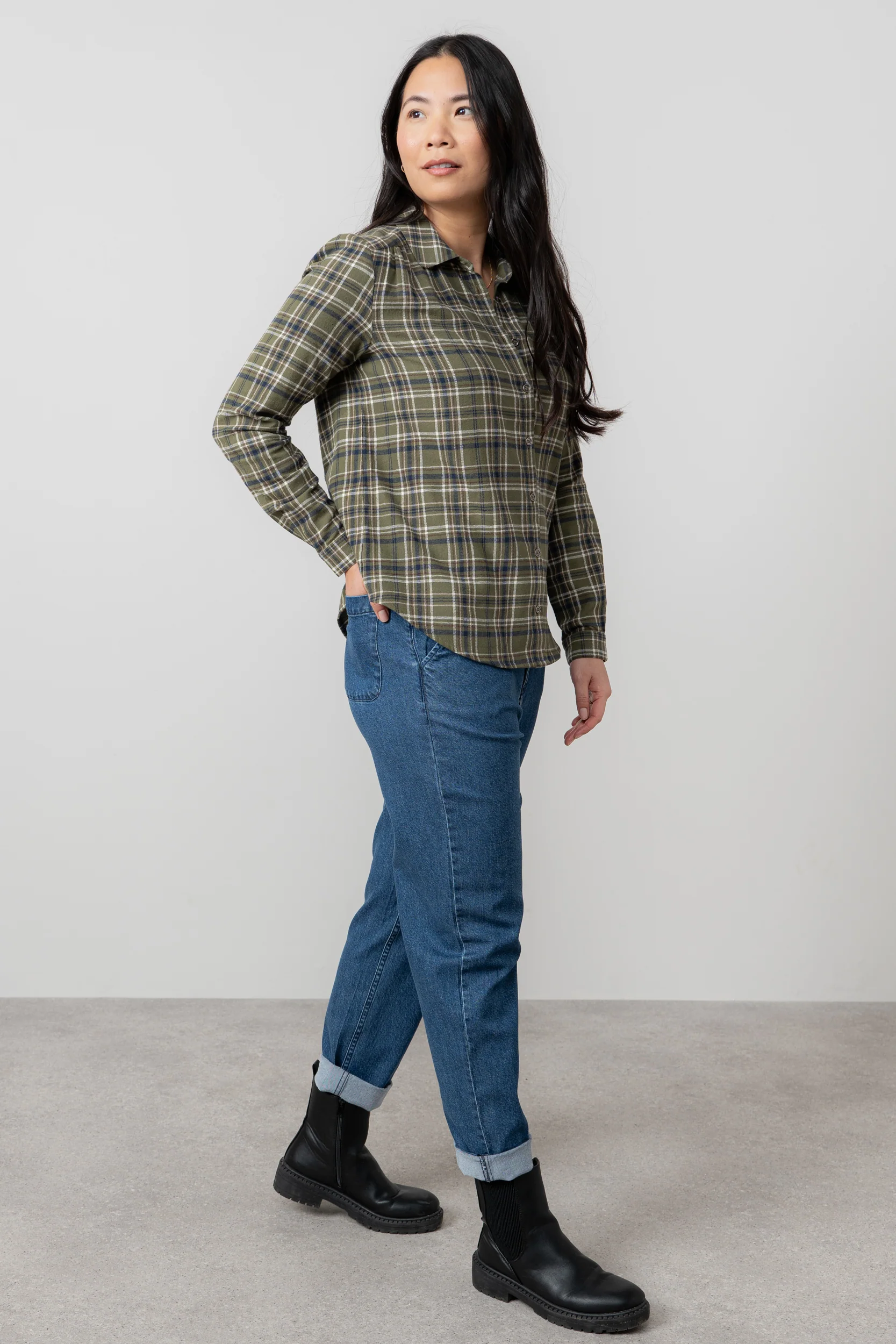 Beech Organic Brushed Cotton Checked Shirt Multicoloured - Image 3