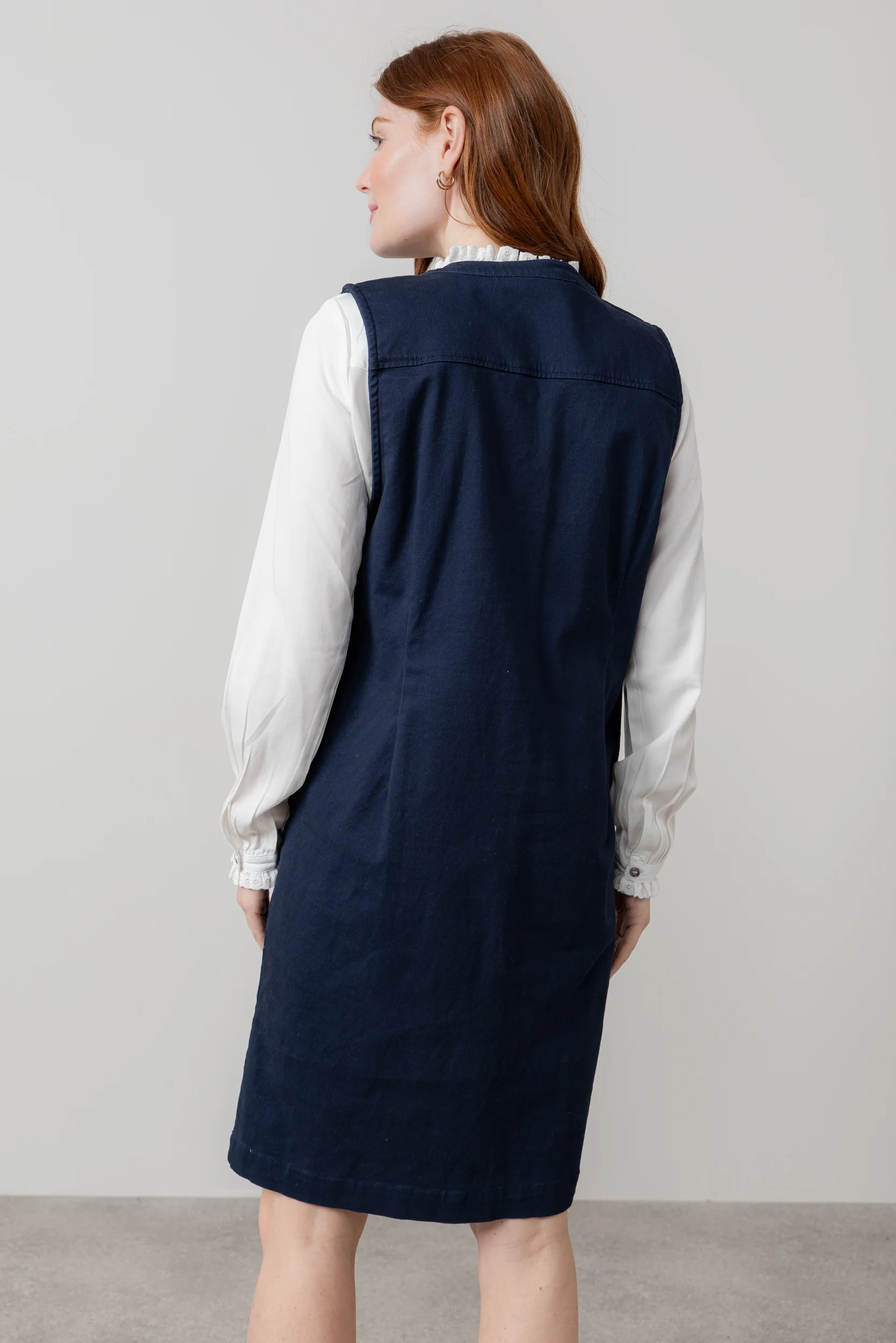 Belle Knee Length Stretch Twill Dress Navy - Image 4