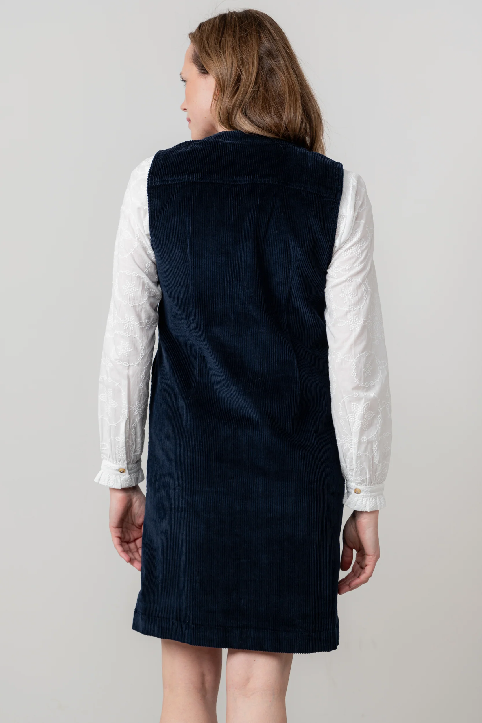 Belle Stretch Cotton Jumbo Cord Dress Navy - Image 5