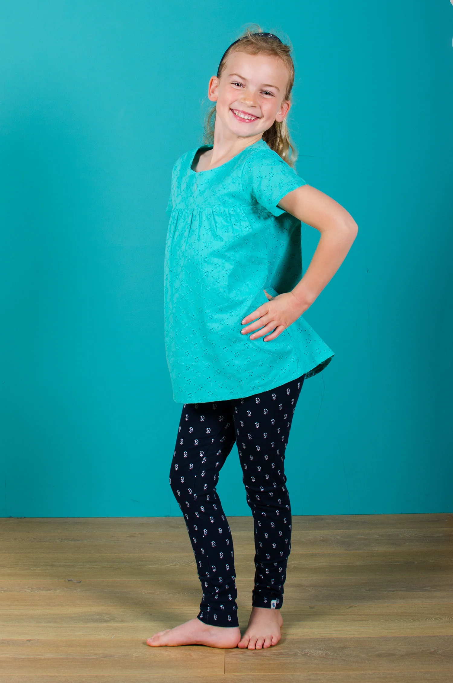 Block Print Geo Navy Leggings - Image 3
